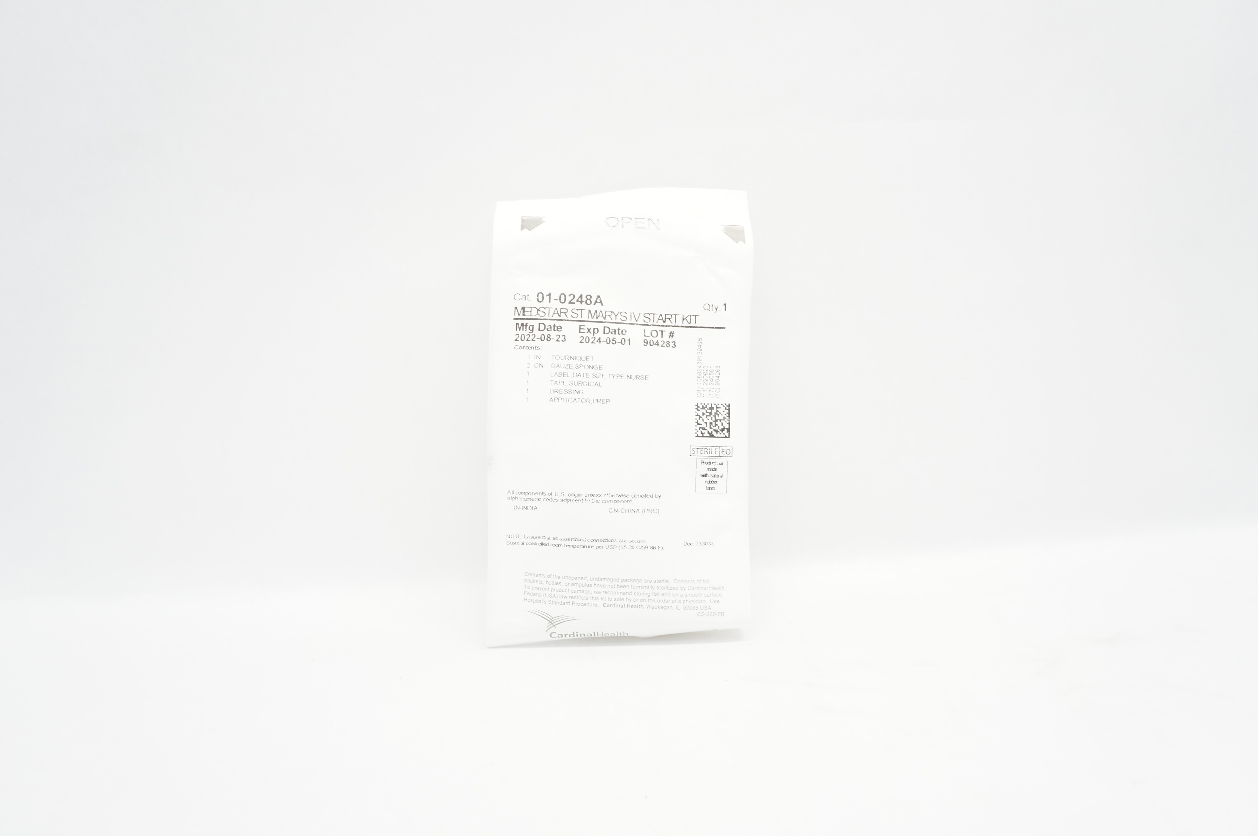 Cardinal Health 01-0248A Medstar ST Marys IV Start Kit