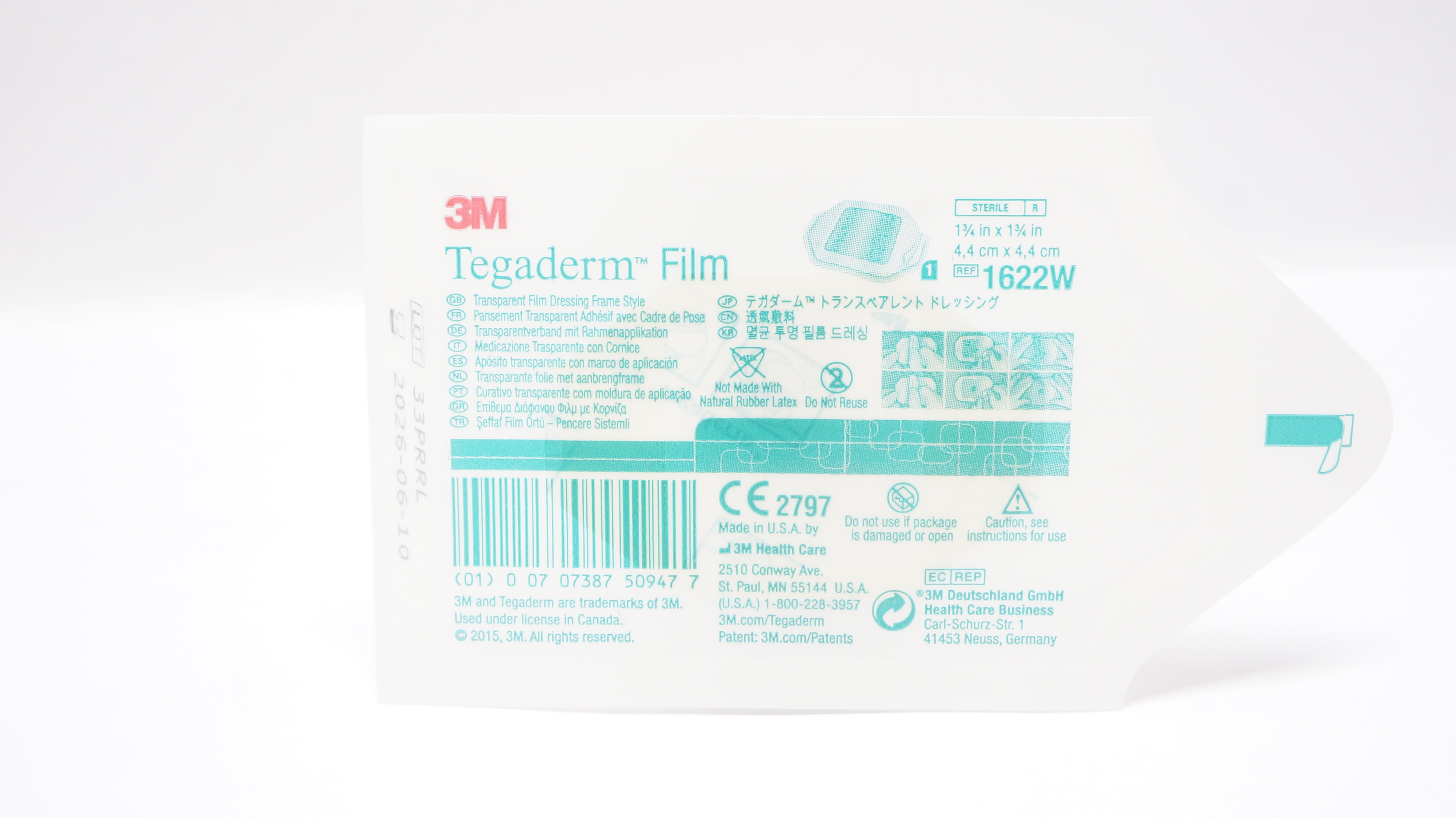 3M 1622W Tegaderm Transparent Film Dressing Frame Style 1-3/4inch x 1-3/4inch