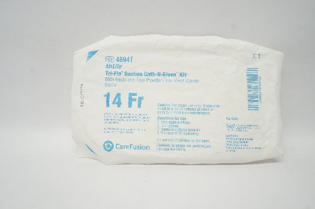 CareFusion 4894T AirLife Tri-Flo Suction Cath-N-Glove Kit w/ Basin & Gloves 14Fr
