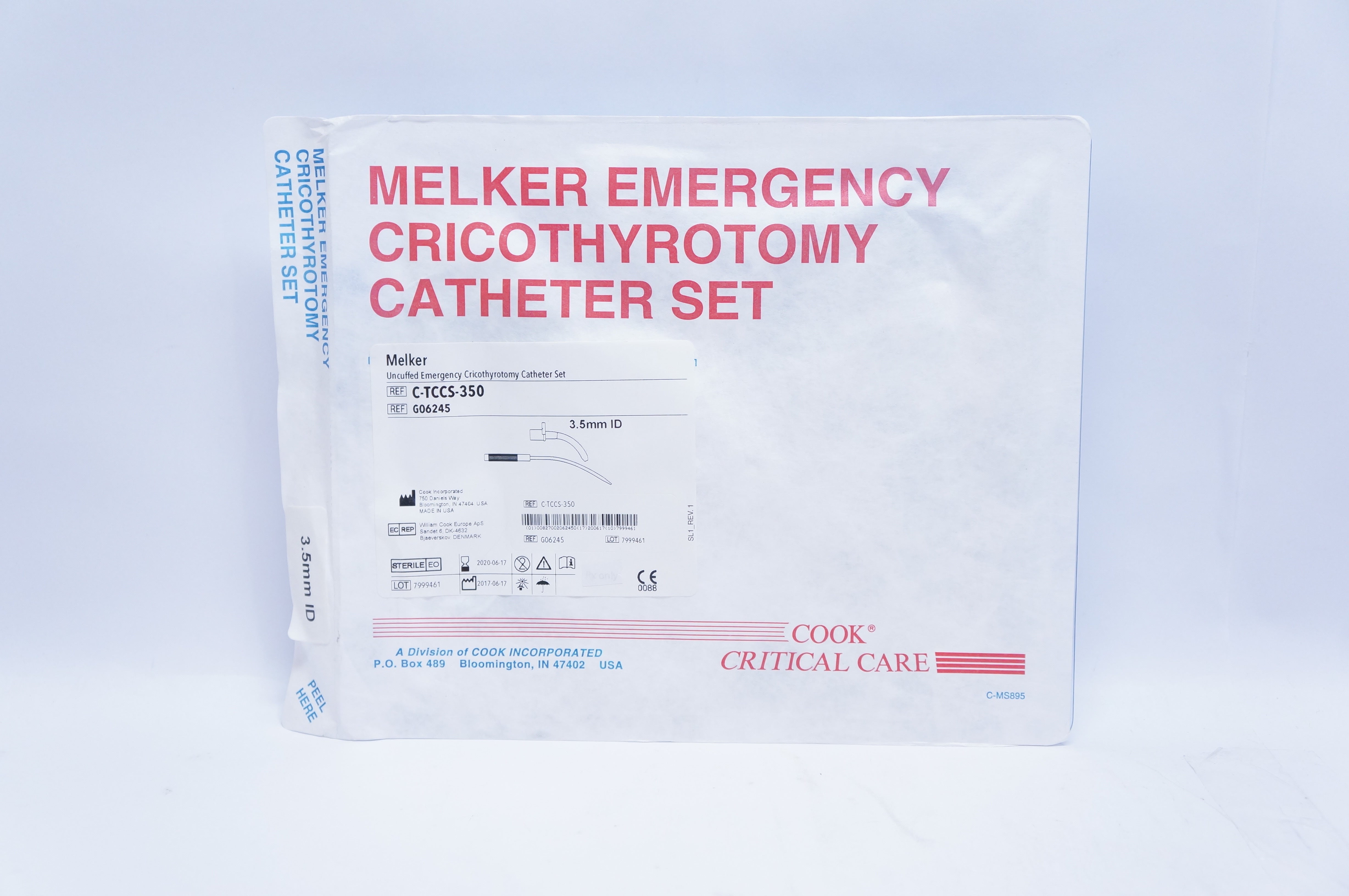 Cook Medical G06245 Melker Uncuffed Emergency Cricothyrotomy Cath. Set 3.5mm (x)
