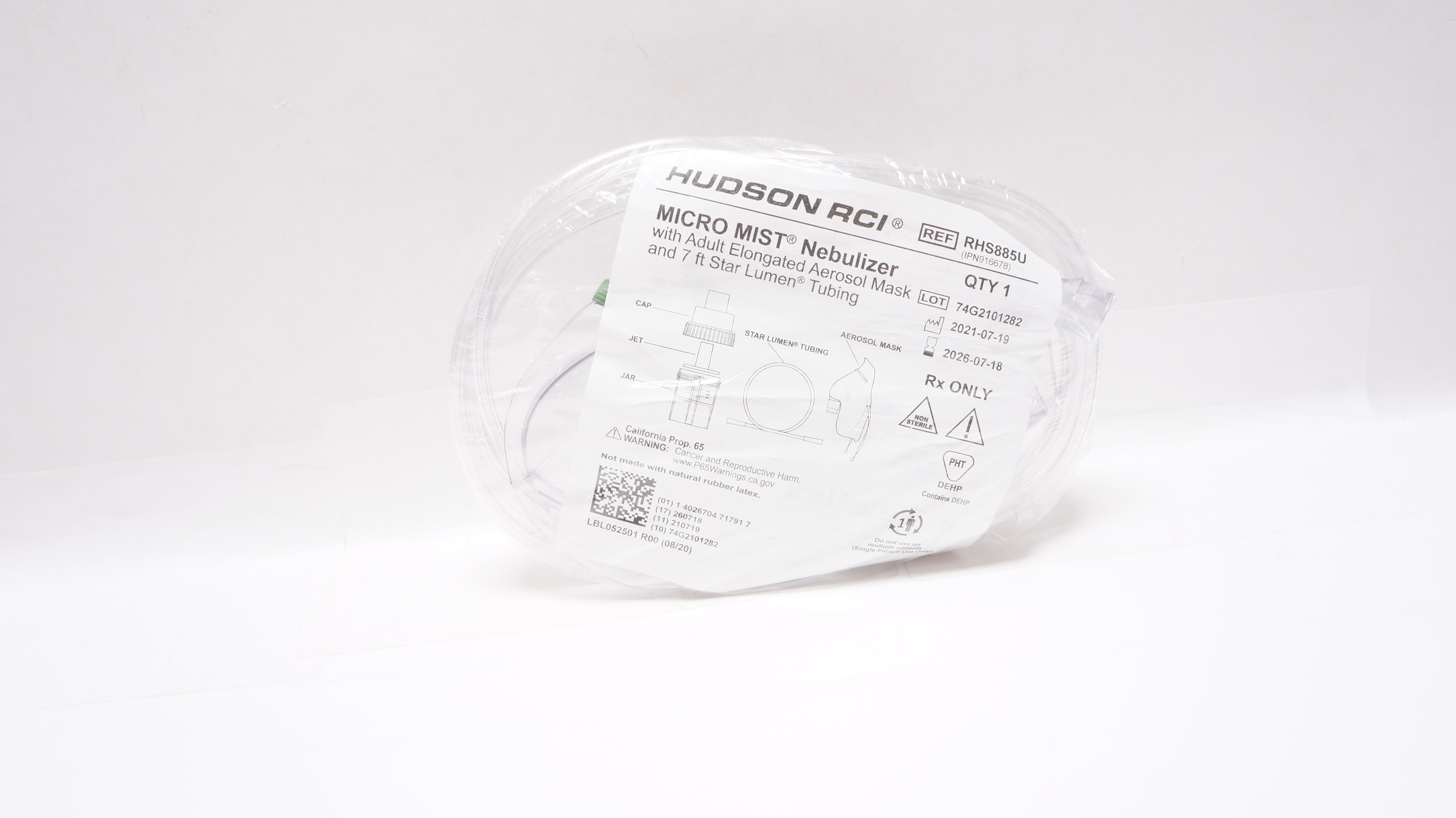 Teleflex RHS885U Hudson RCI Micro Mist Nebulizer W/Adult Mask & 7ft.Tubing