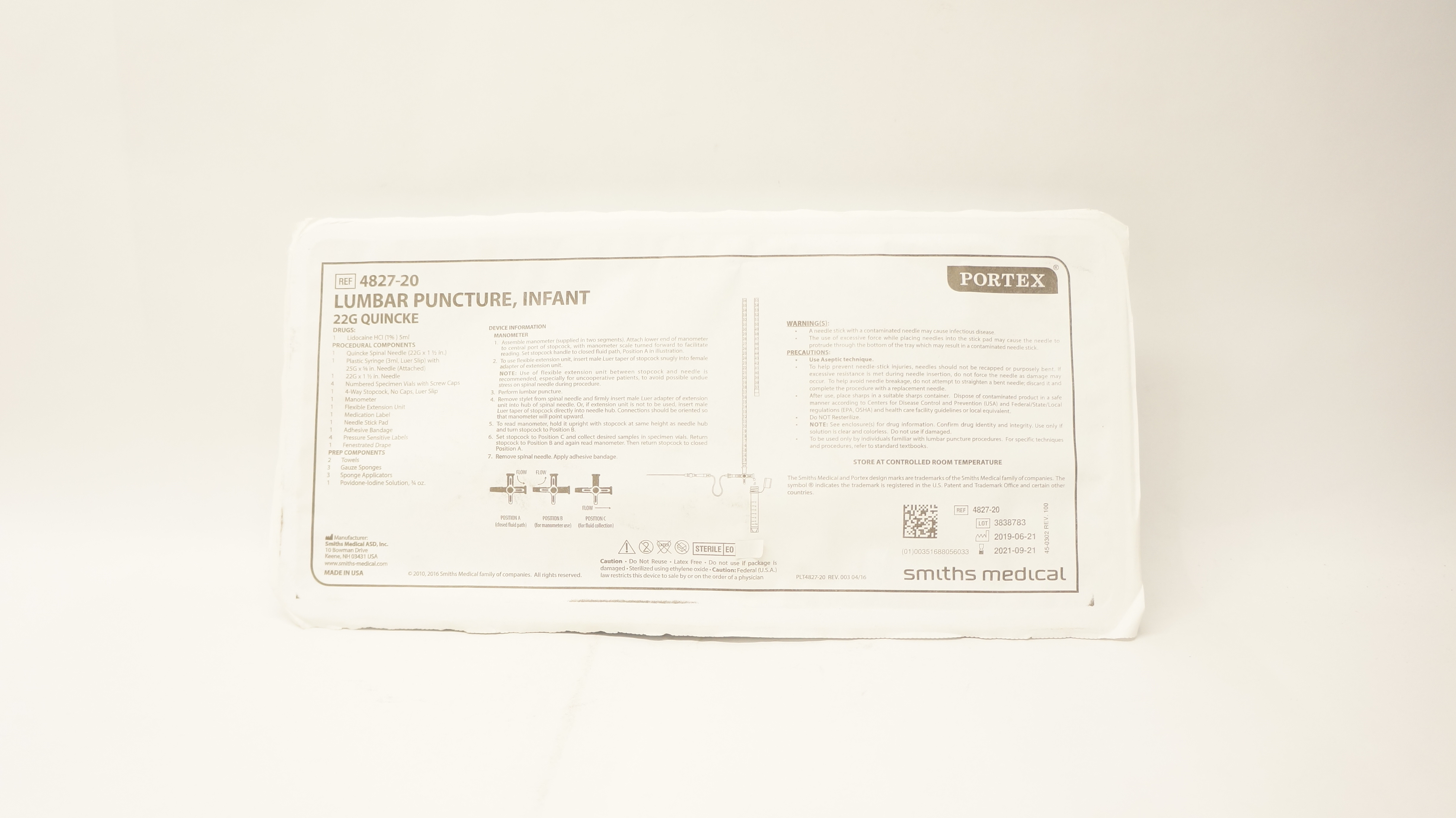 Smiths Medical 4827-20 Portex Lumbar Puncture Infant 22G Quincke (x)