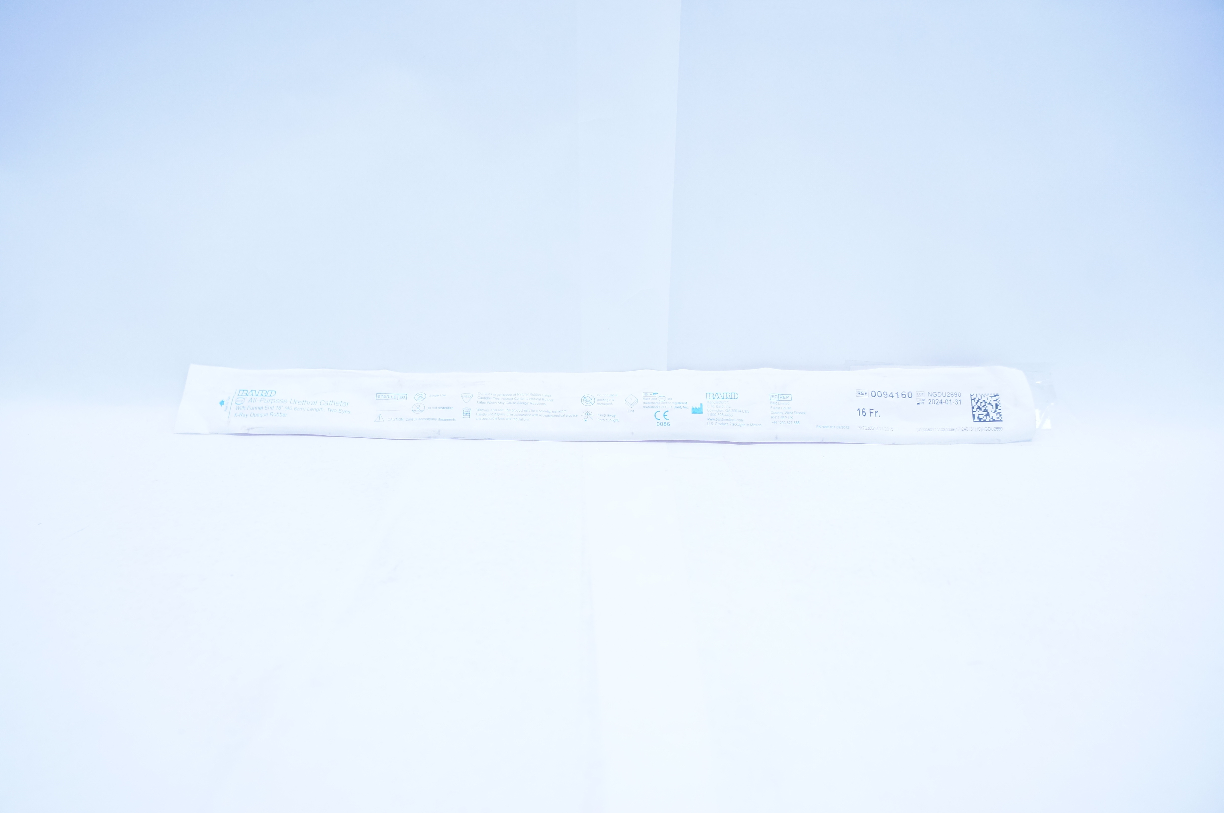 Bard 0094160 16 Fr All-Purpose Urethral Cath. with Funnel End 16inch Length