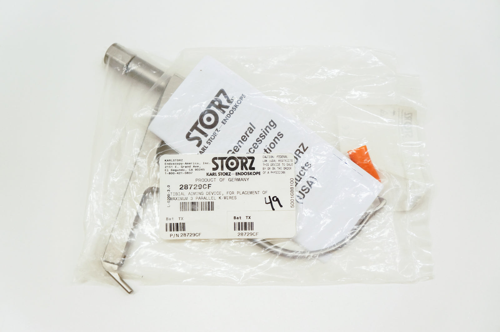 Karl Storz 28729CF Tibial Aiming Device For Placement Of Maximum 3 Parallel
