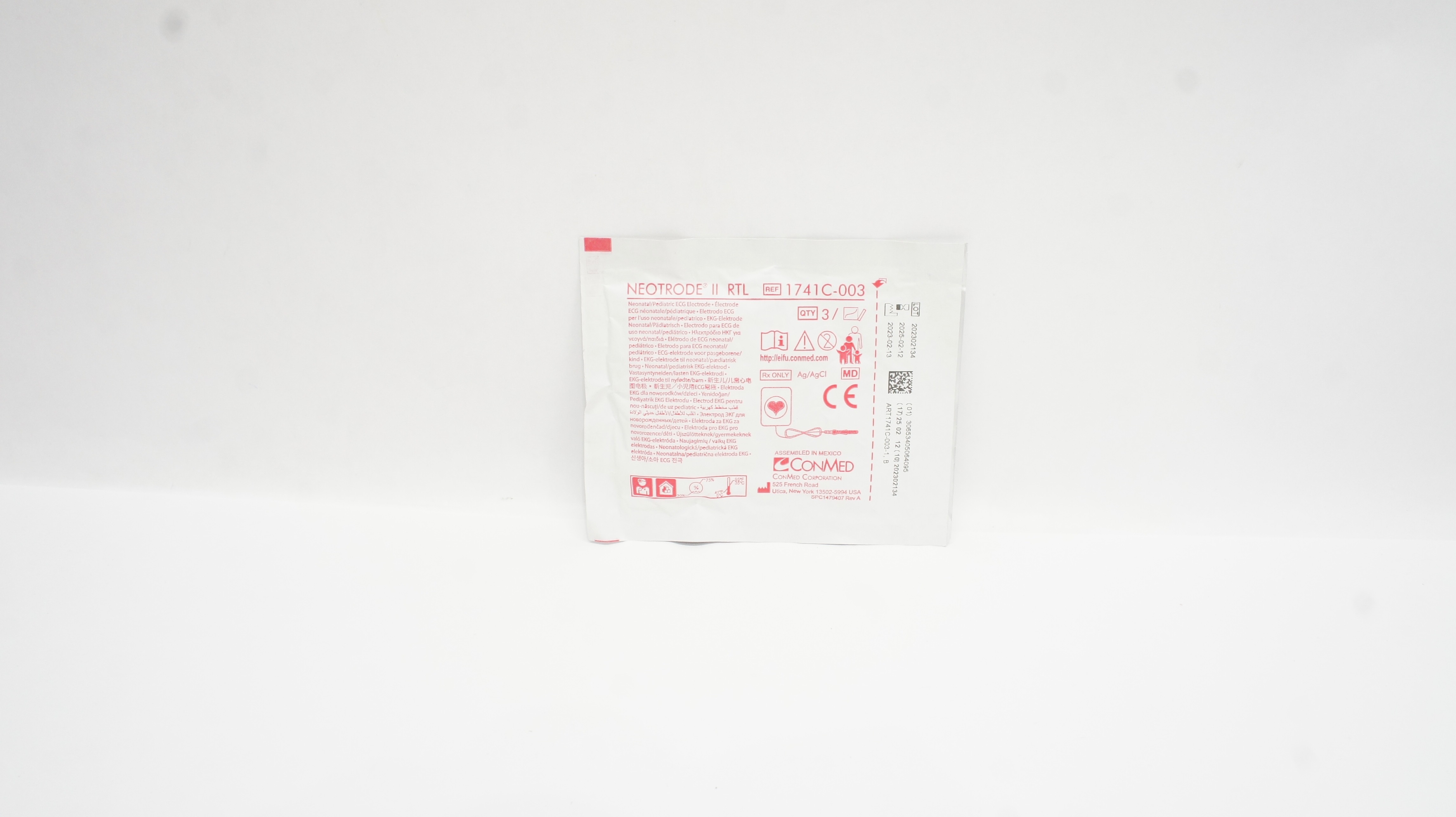 ConMed 1741C-003 Neotrode II RTL Neonatal/Pediatric ECG Electrode - Pack of 3