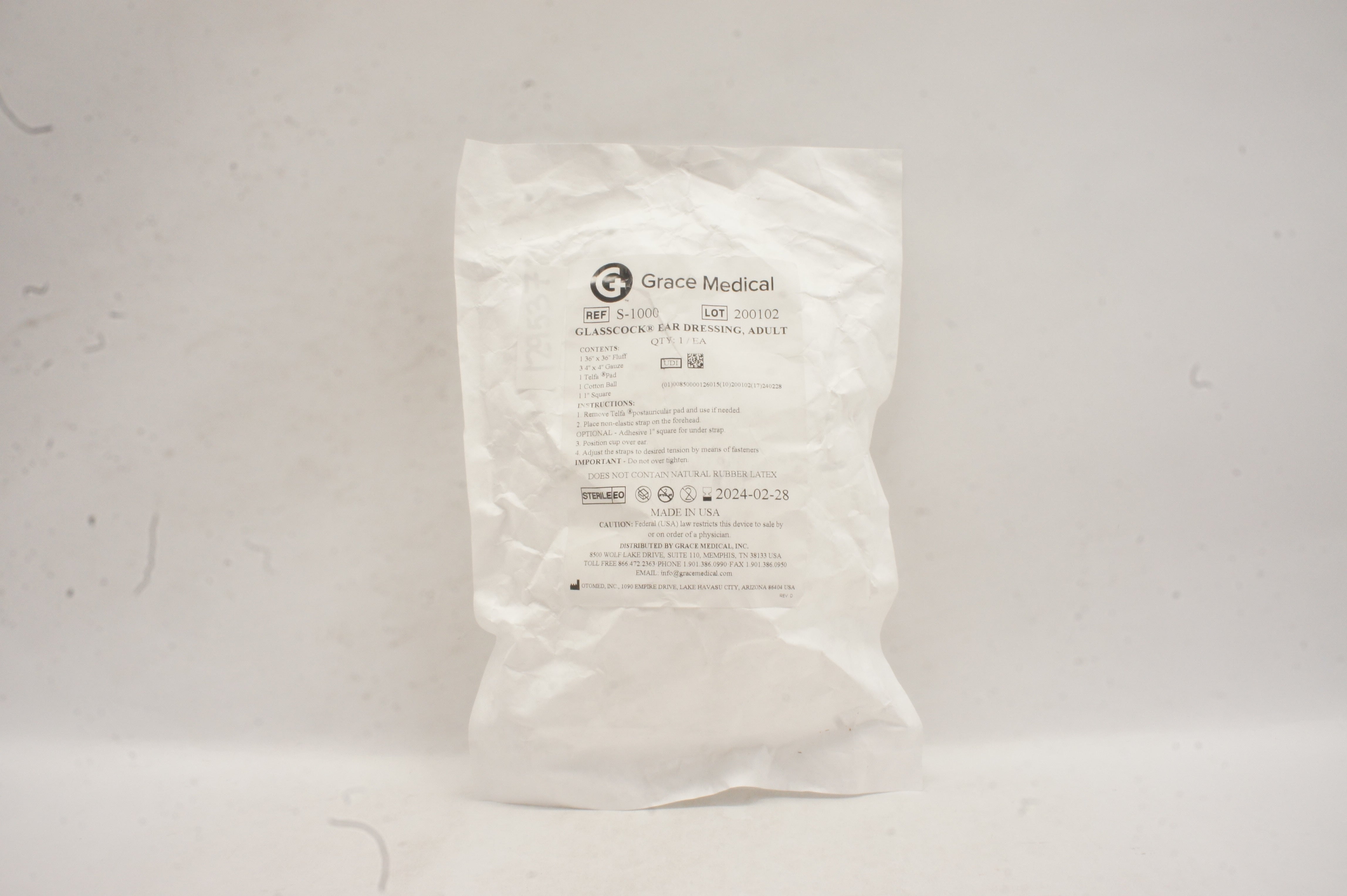 Grace Medical S-1000 Glasscock Ear Dressing Adult