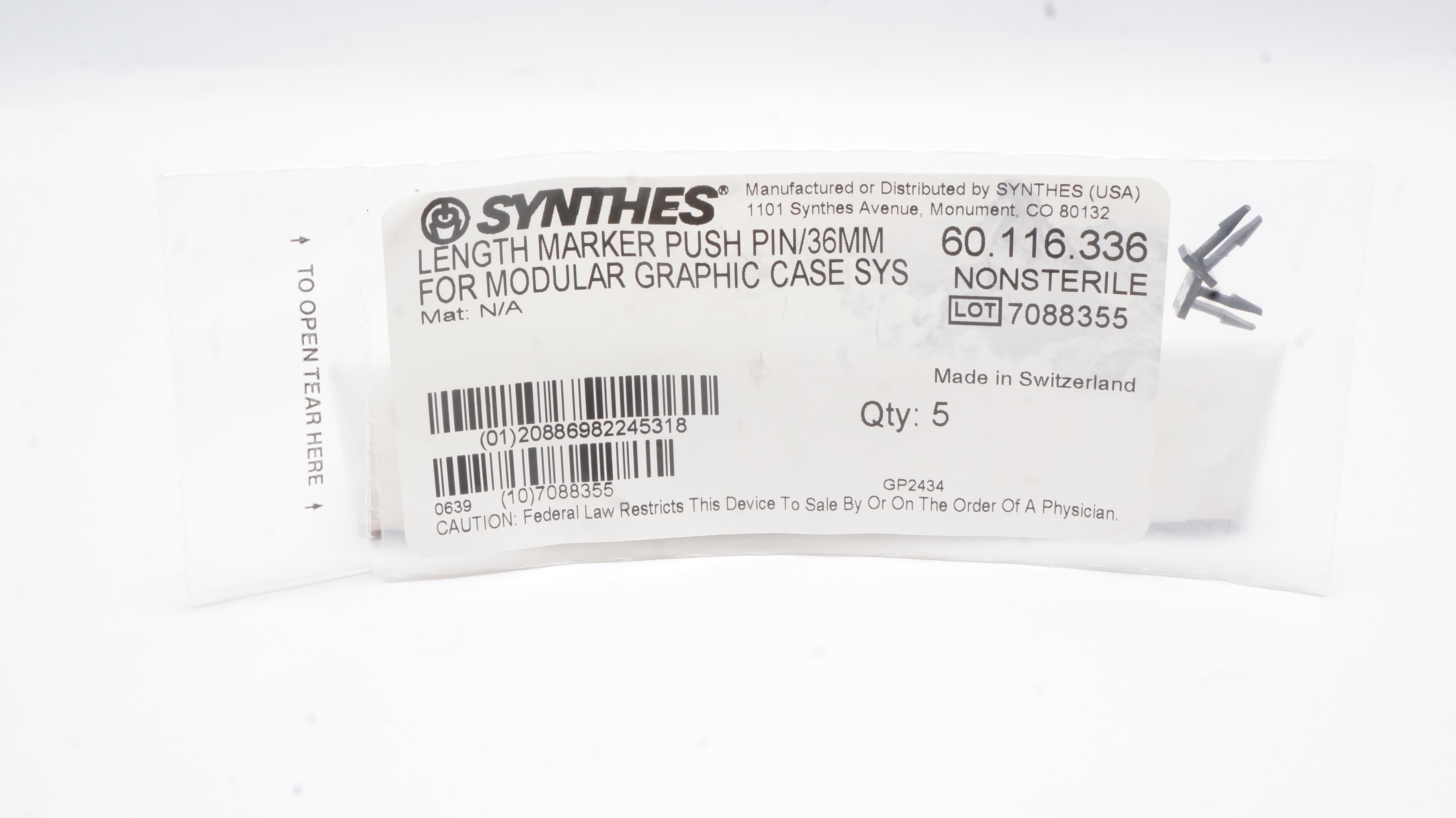 Synthes 60.116.336 Length Marker Push Pin/36mm