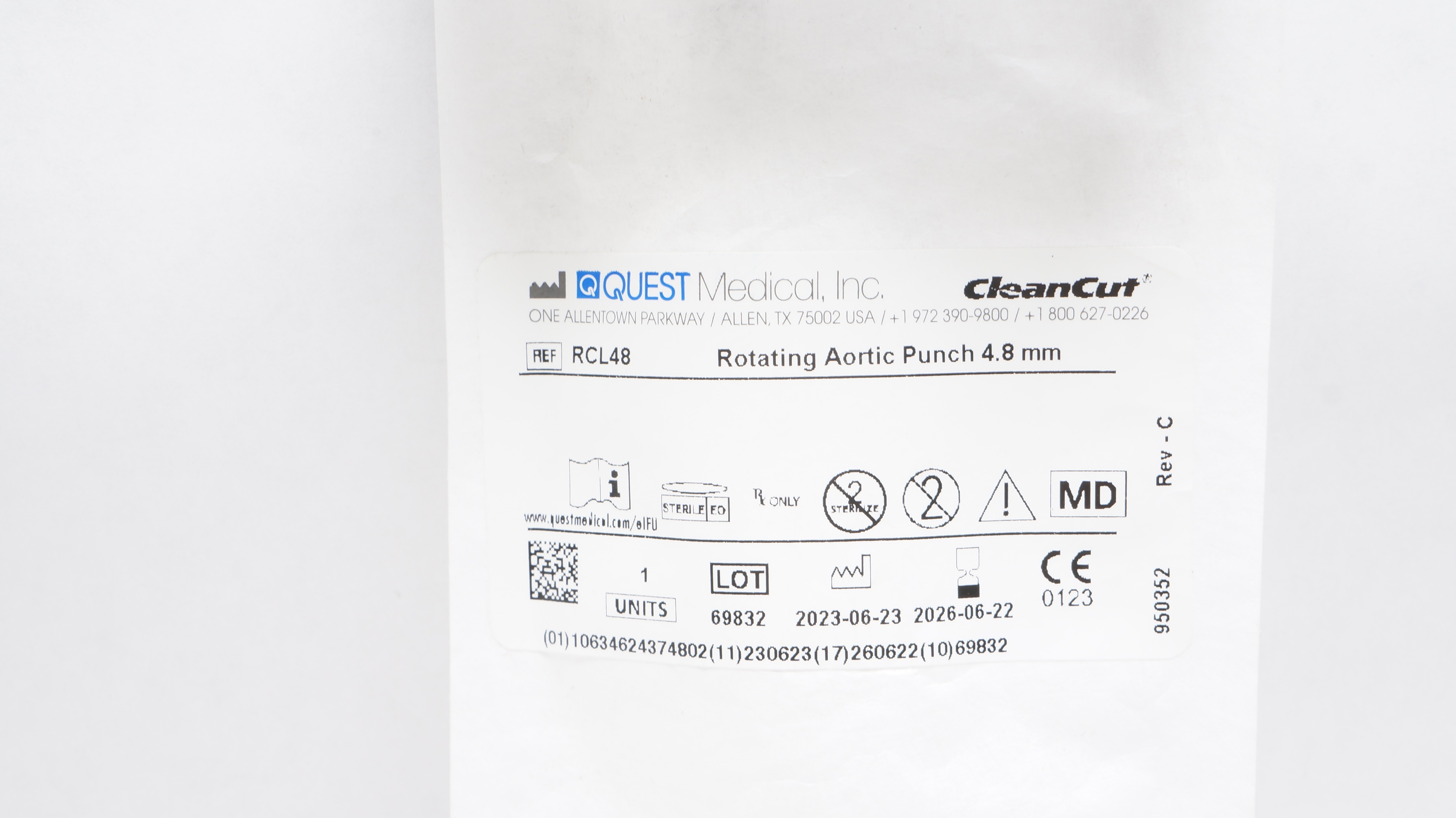 Quest Medical RCL48 CleanCut Rotating Aortic Punch 4.8mm