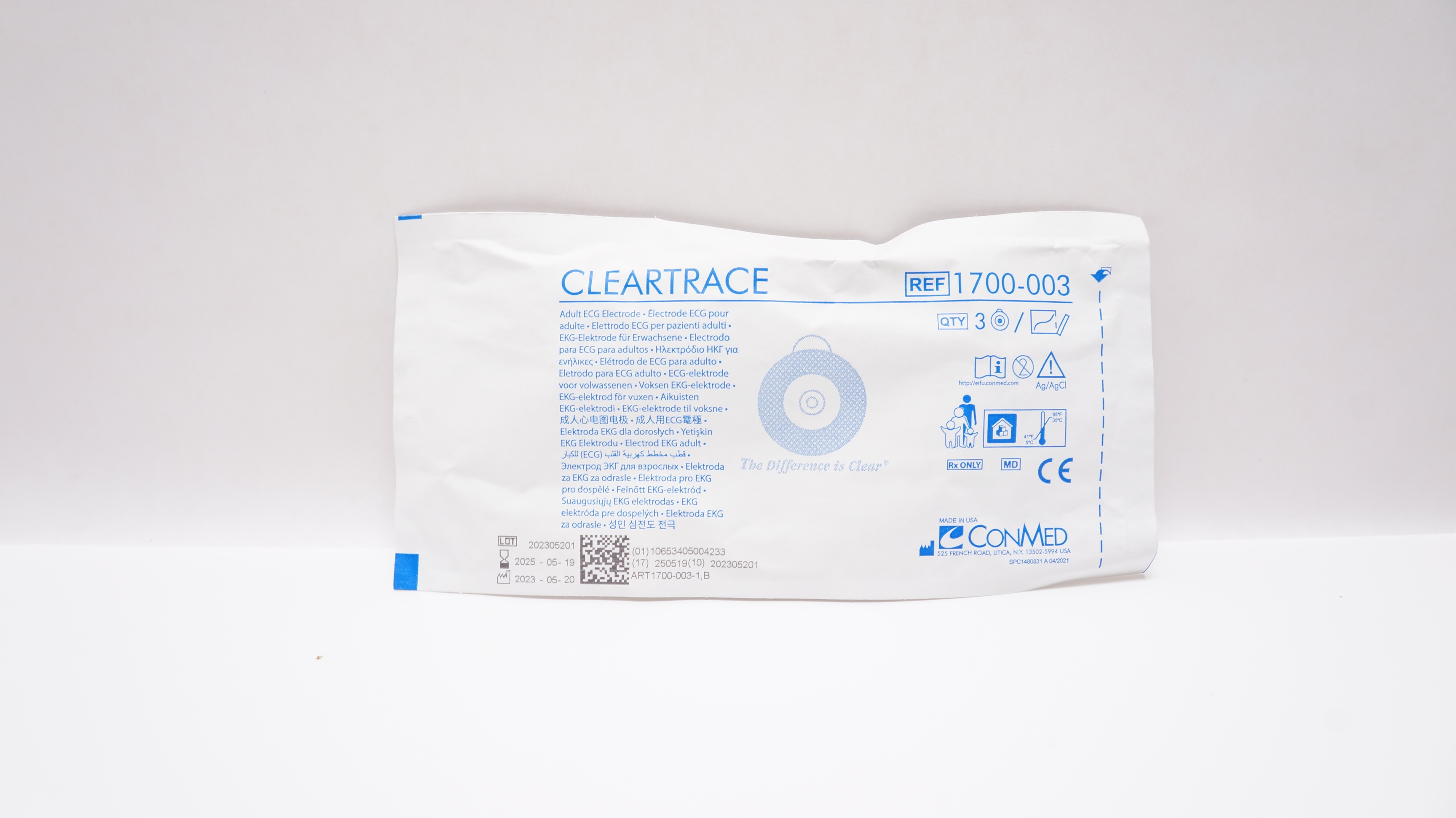 ConMed 1700-003 Cleartrace Adult ECG Electrode - Pack of 3