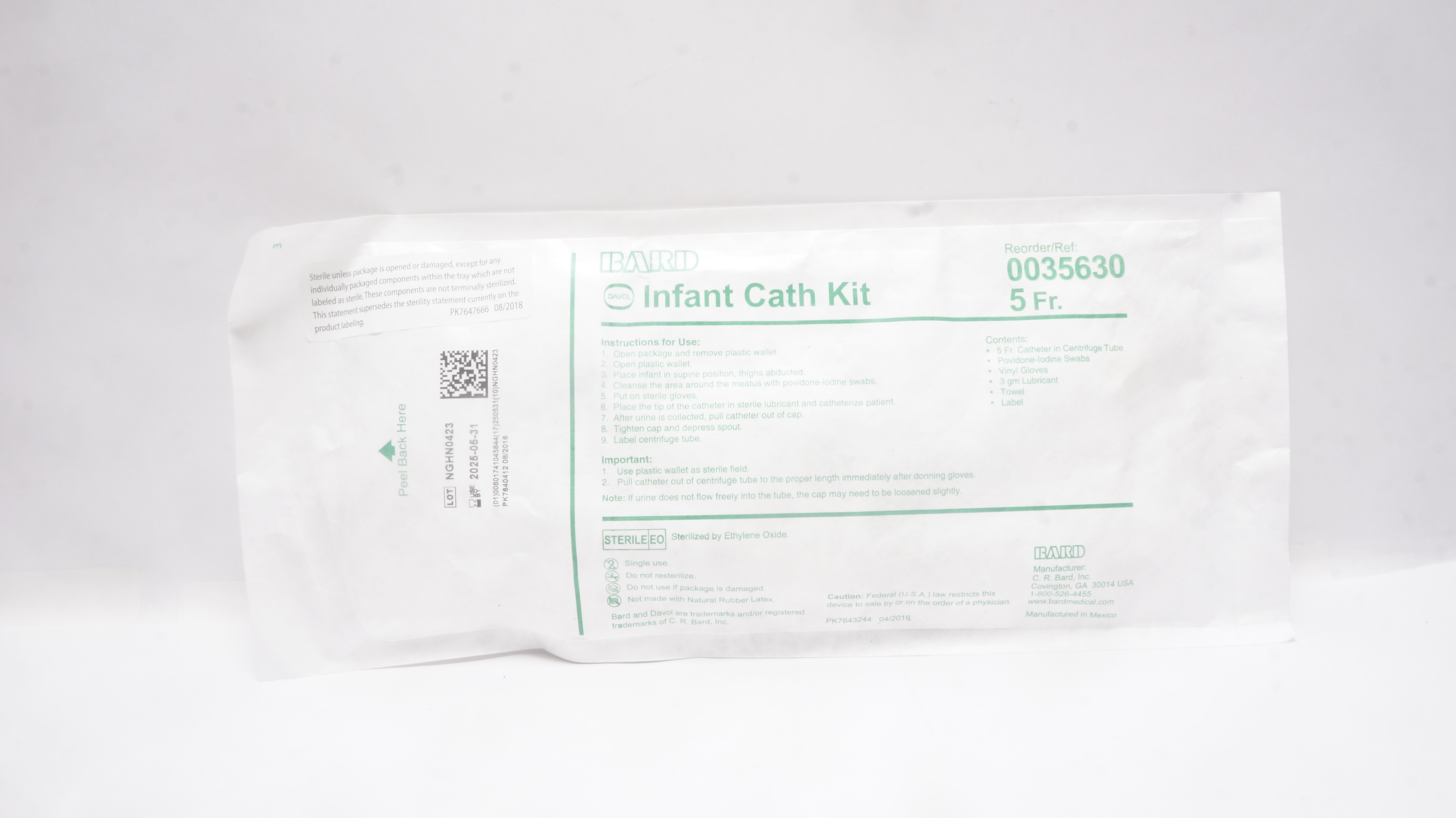 Bard 0035630 Davol Infant and Pediatric Cath. Kit 5Fr.