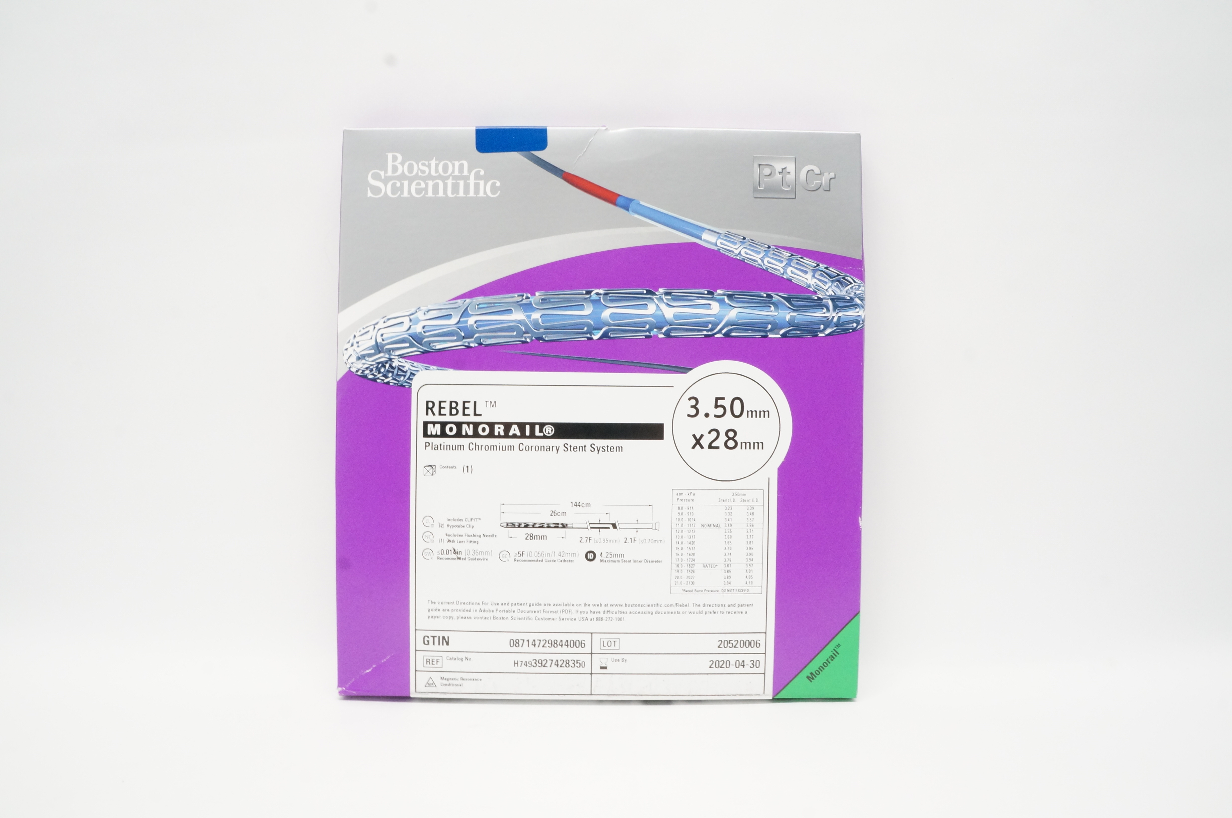 Boston Scientific H7493927428350 REBEL Monorail Stnt System 3.50 x 28mm (x)