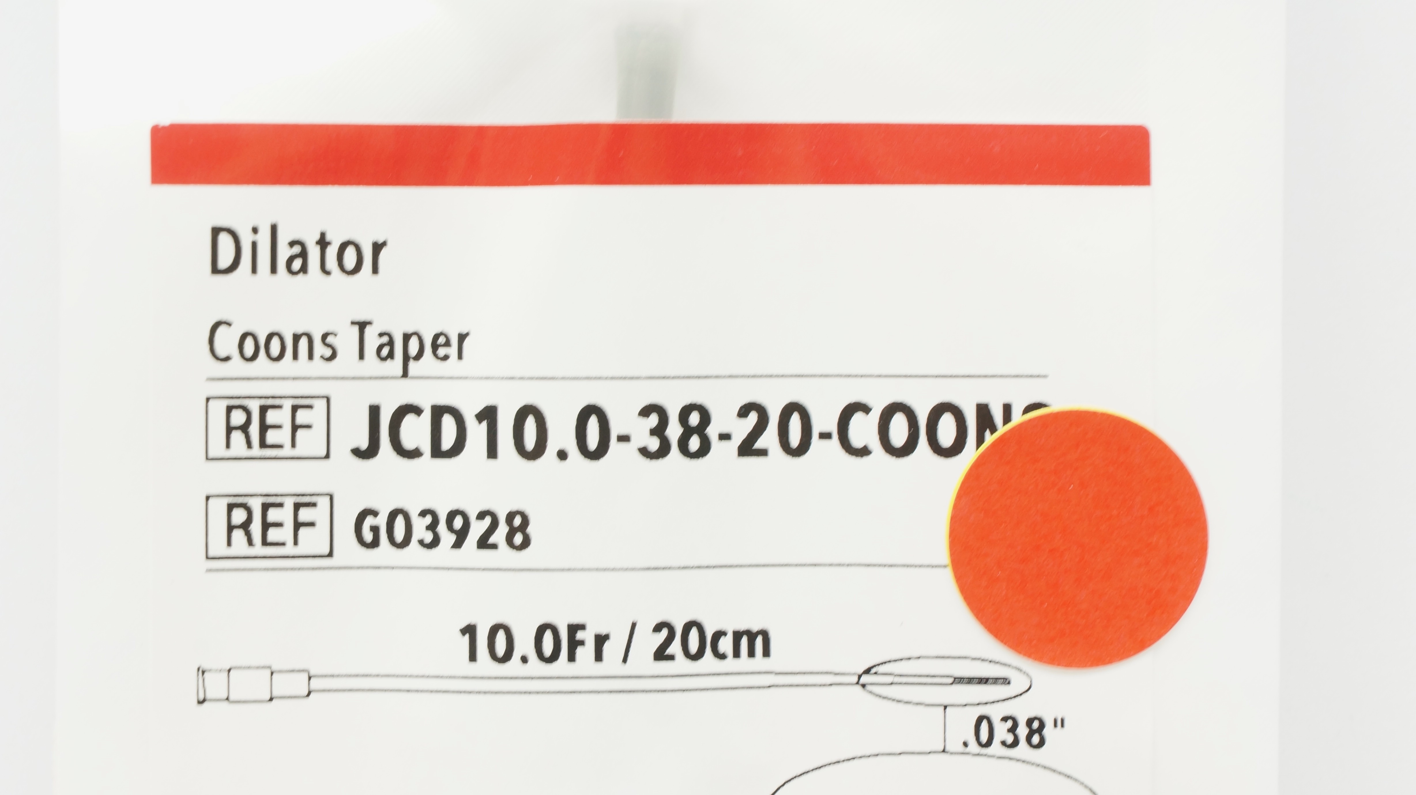 Cook Medical G03928 Dilator Coons Taper, 10.0Fr x 0.038inch (x)