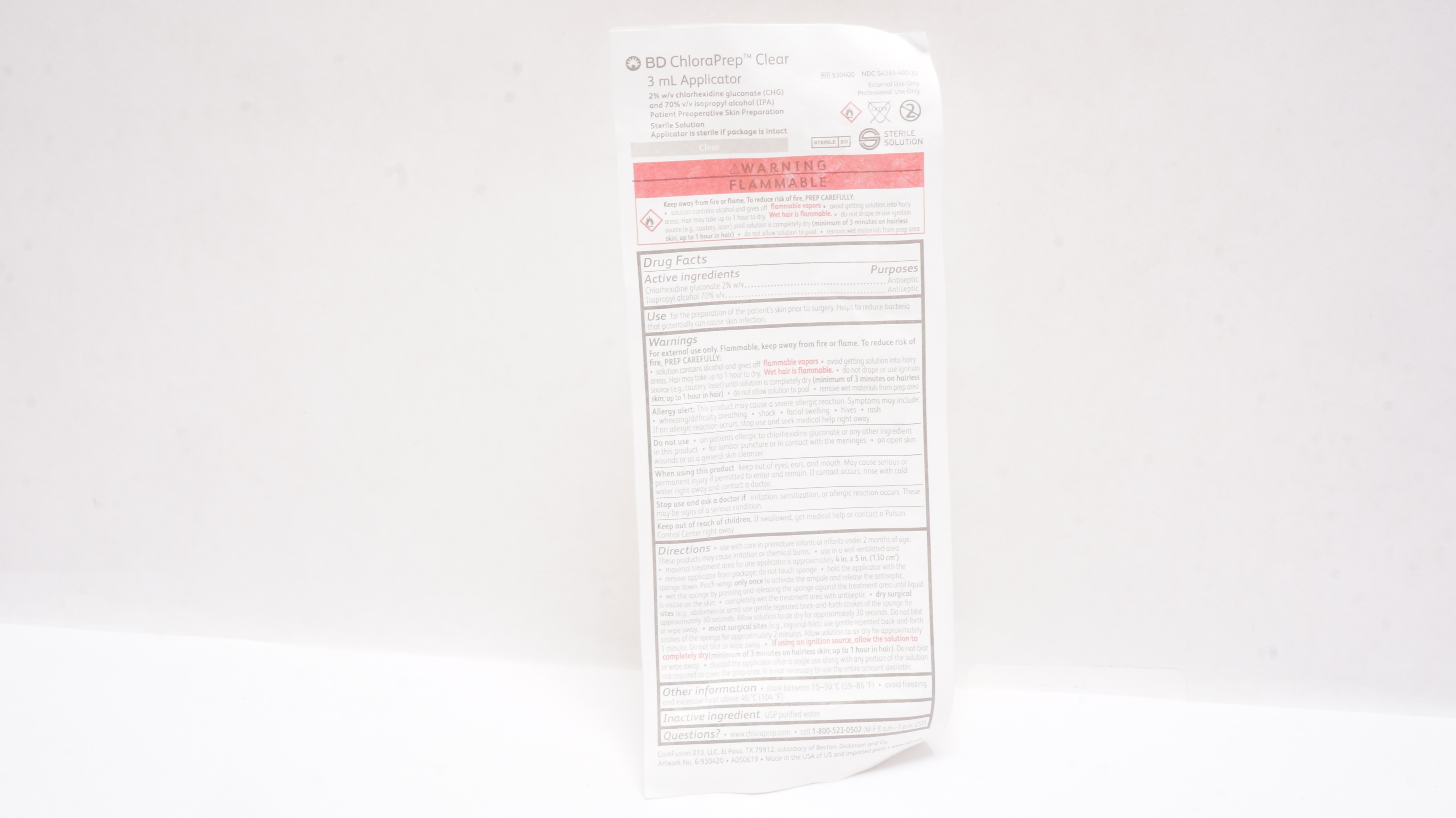 BD 930400 ChloraPrep Clear 3mL Applicator