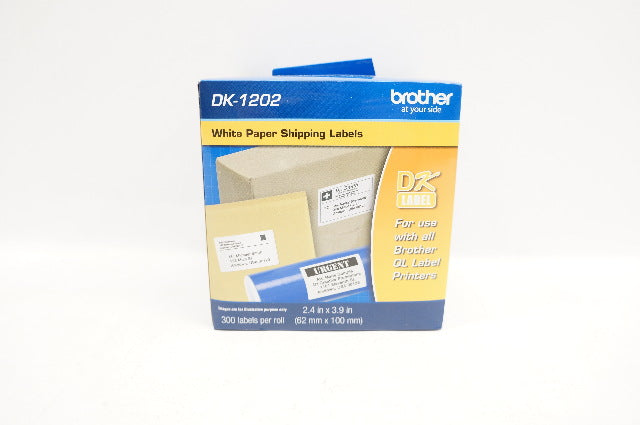Brother DK-1202 White Paper Shipping Labels Roll 2.4inch x 3.9inch