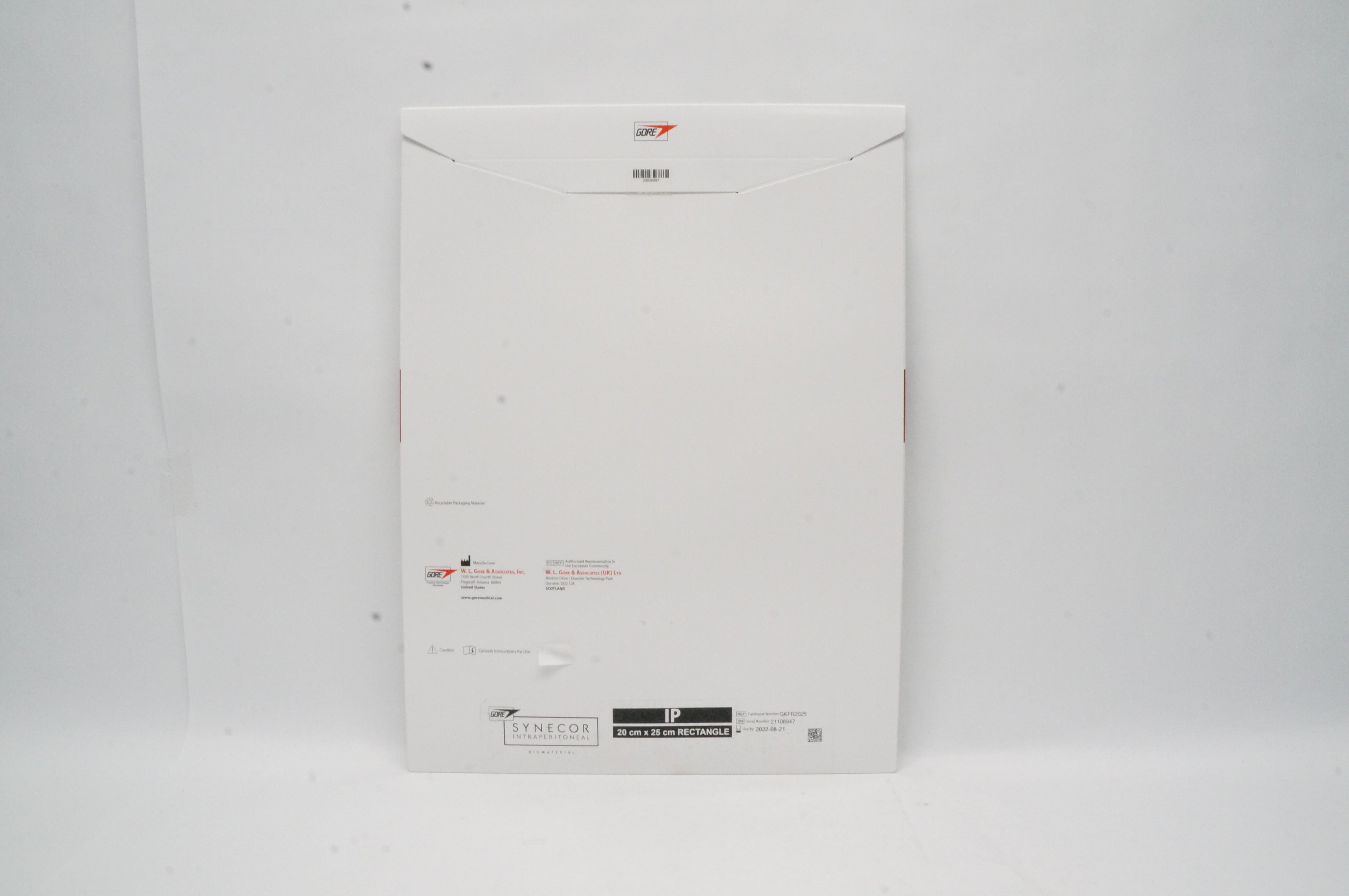 Gore GKFR2025 SYNECOR Intraperitoneal Biomaterial 20 x 25cm Rectangle