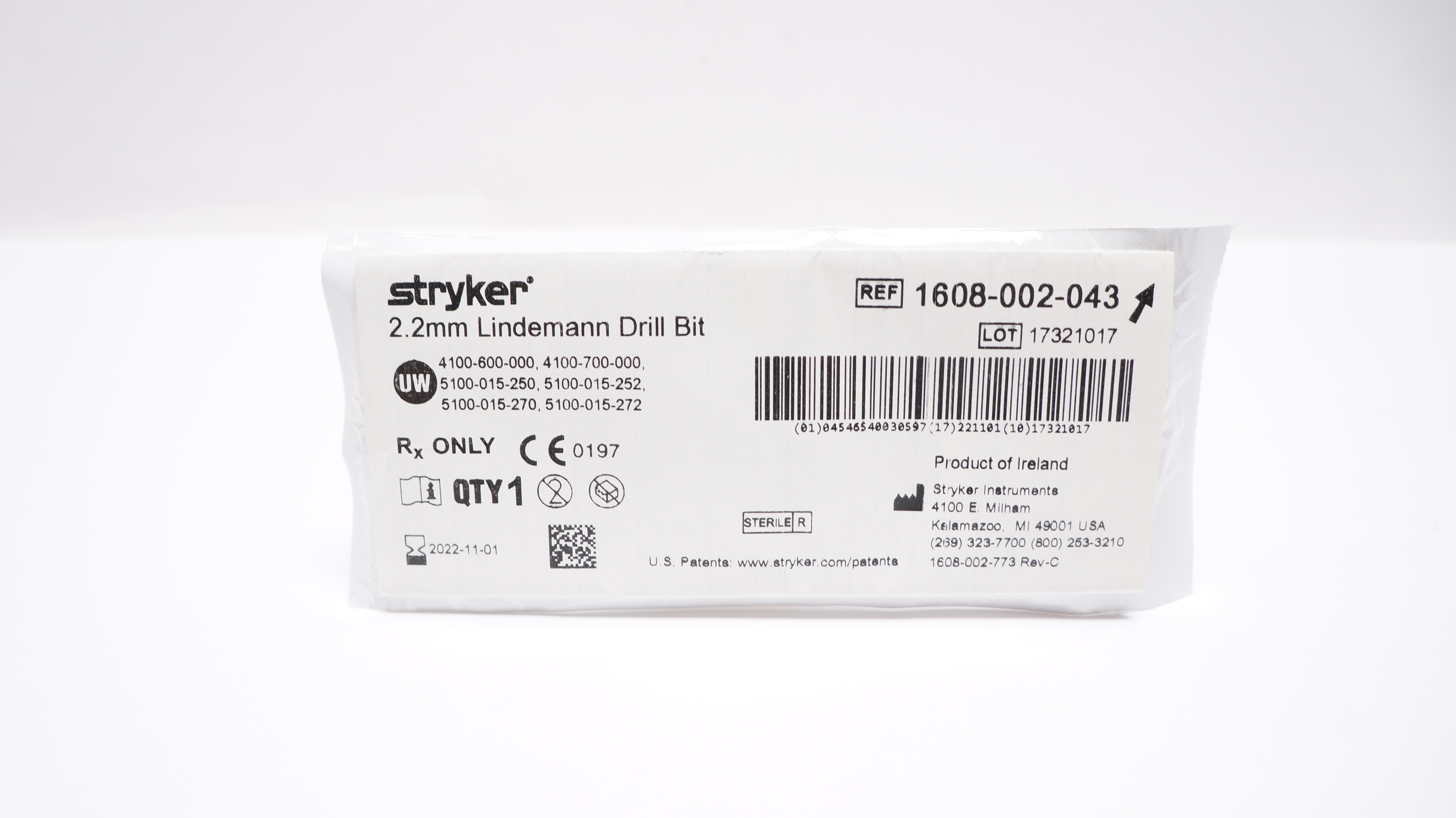 Stryker 1608-002-043 Lindemann Drill 2.2mm (x)