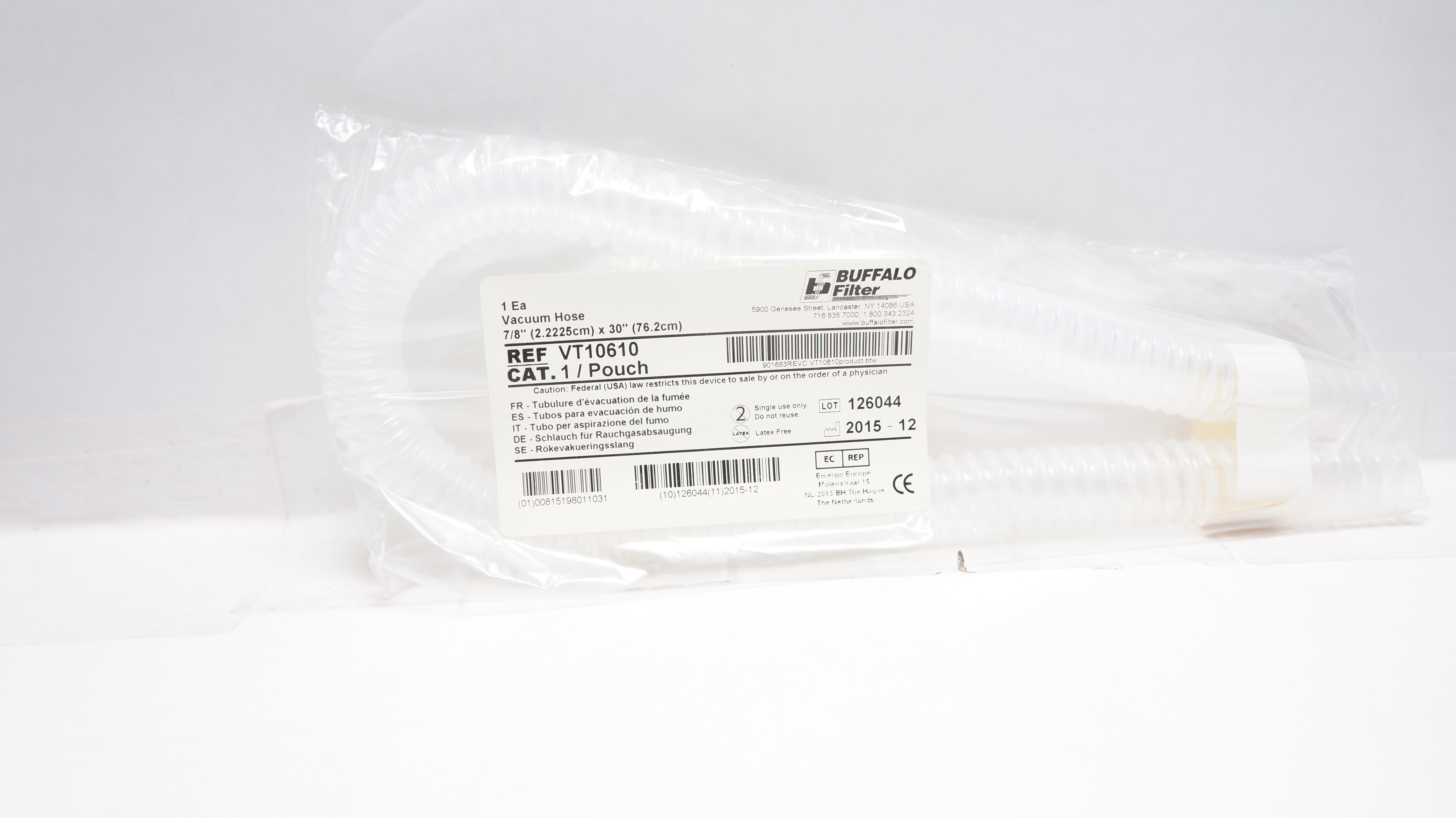 Buffalo Filter VT10610 Vacuum Hose 7/8inch x 30inch, Smoke Evacuator Filter