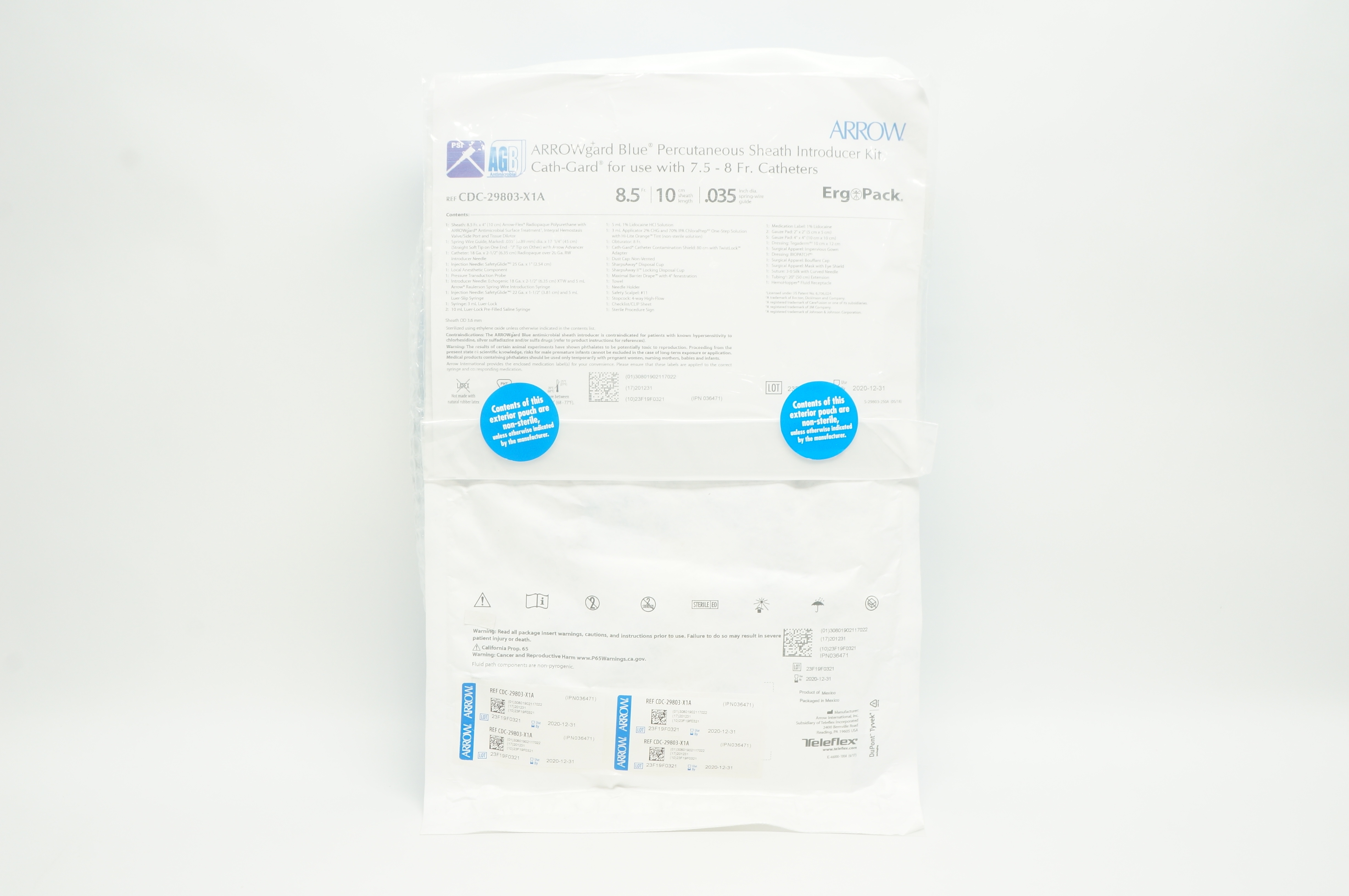 Arrow CDC-29803-X1A  Blue Percutaneous Introducer Kit 8.5Frx10cmx0.035in(x)