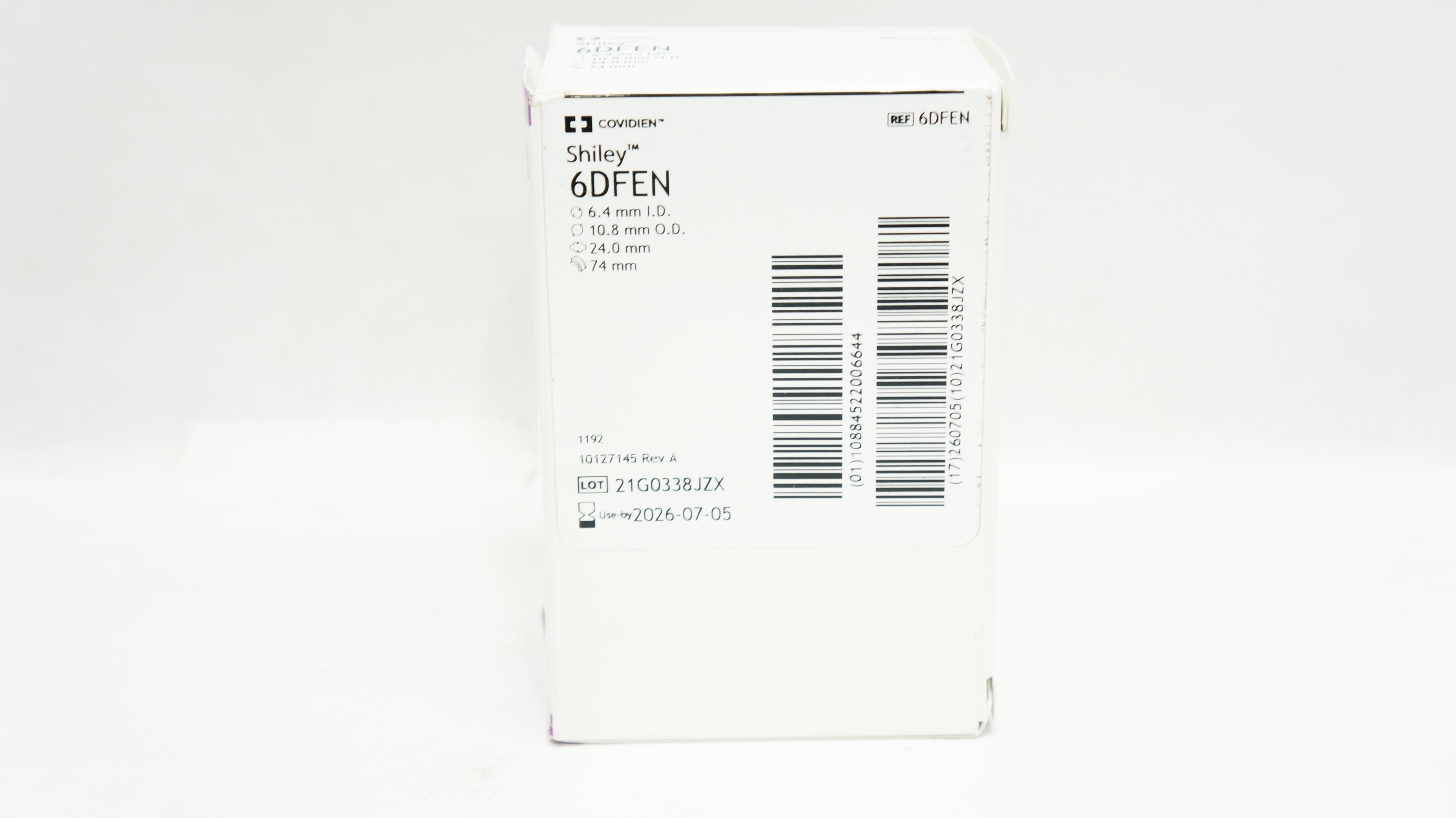 Covidien 6DFEN Shiley Tracheostomy Tube Cuffed 6.4 ID x 10.8 OD x 24.0 x 74mm