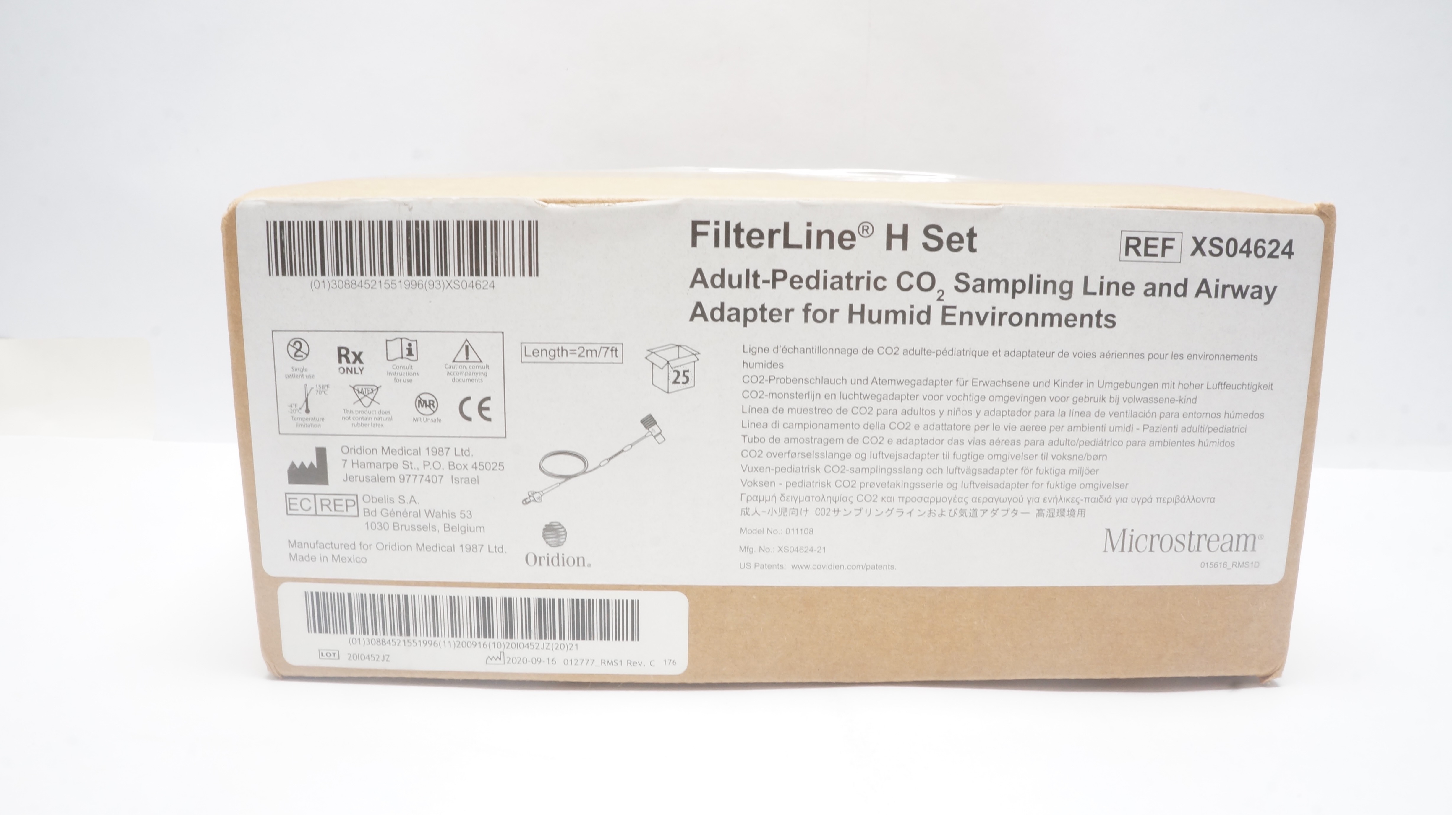 Oridion XS04624 Microstream FilterLine H Set 22mm x 15mm x 7ft. - Box of 25