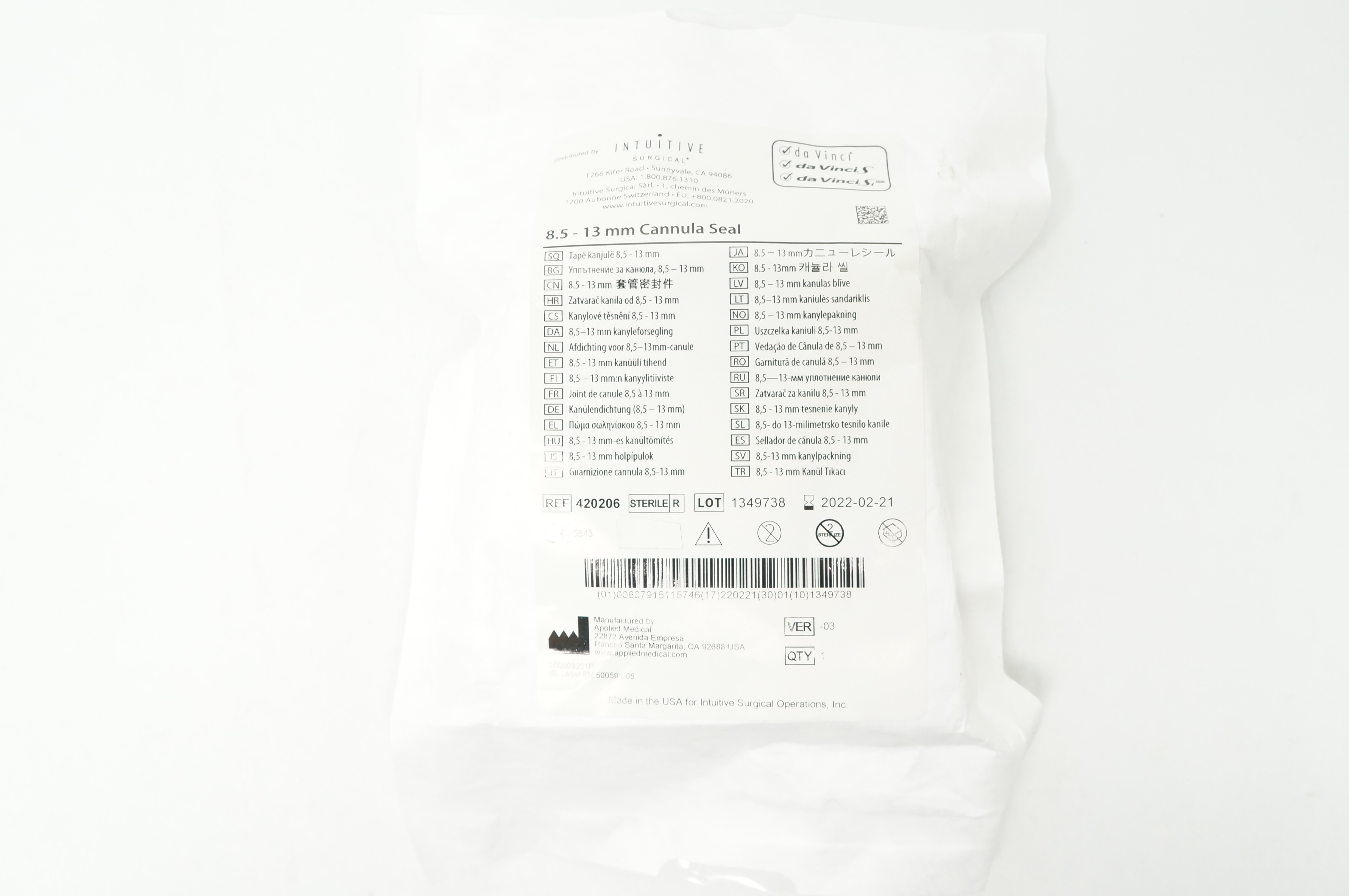 Applied Medical 420206 Intuitive 8.5-13mm Cannula Seal (x)