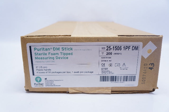 Puritan 25-1506 1PF DM Stick Foam Tipped Measuring Device 6inch (x) - Box of 200