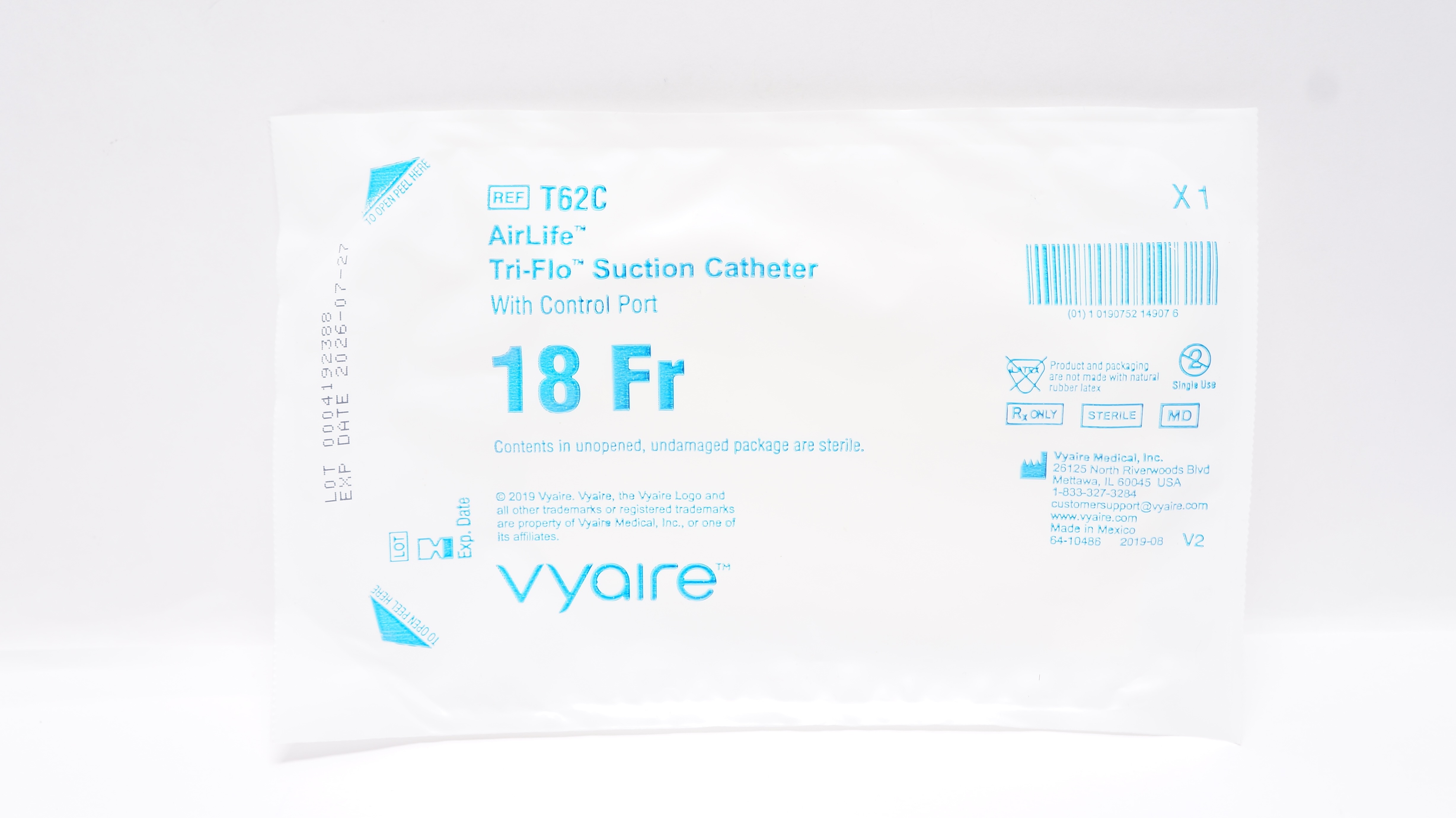 Vyaire T62C AirLife Tri-Flo Suction Cath. 18Fr