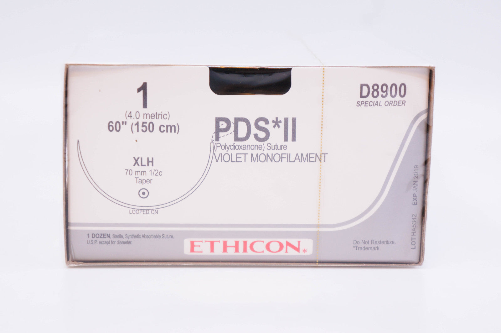 Ethicon D8900 1 PDS II, XLH, 70mm 1/2c Taper, 60inch ~ Pack of 12 (x)