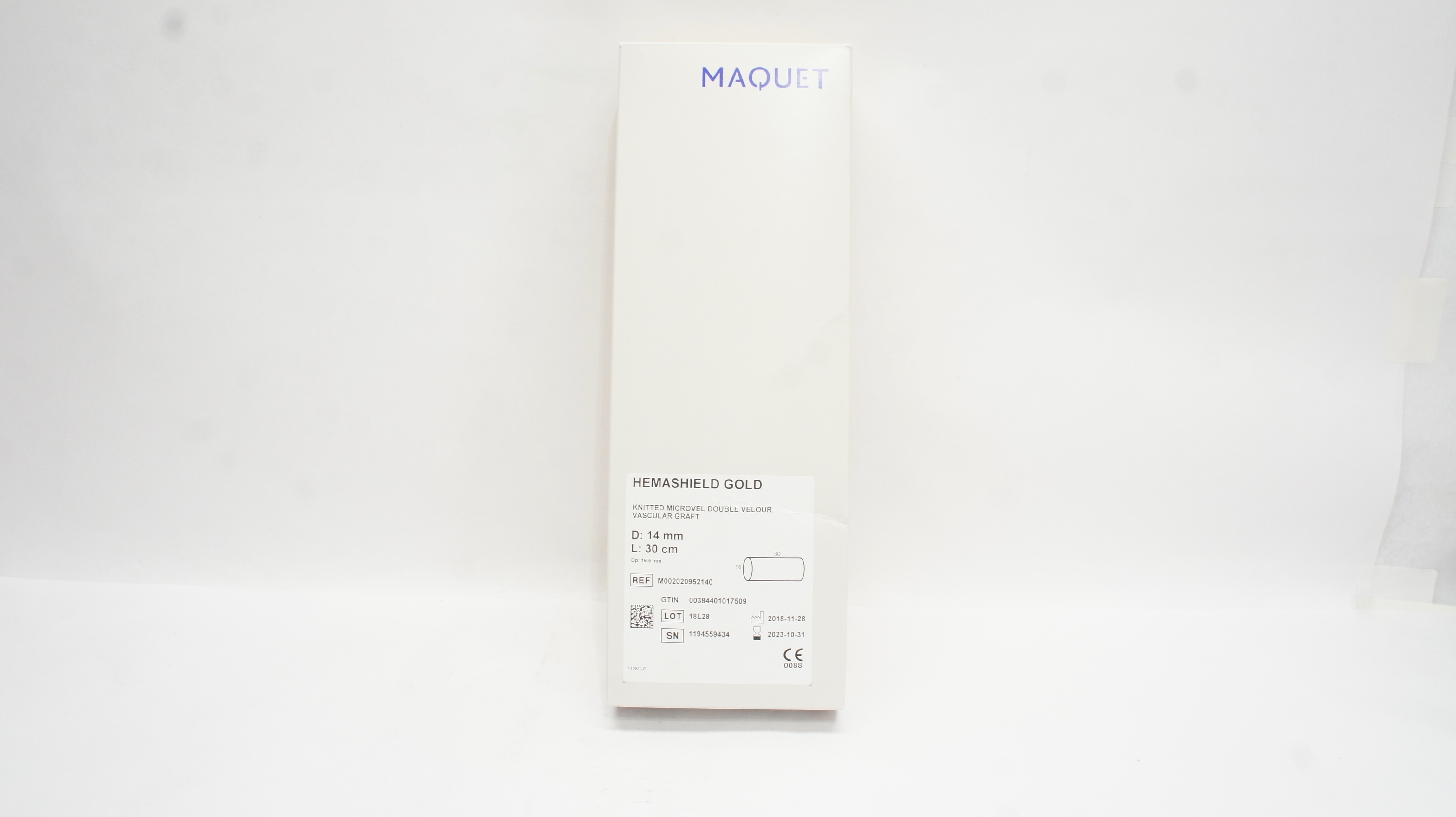 Maquet M002020952140 Hemashield Gold Knitted Straight Vascular Graft14mmx30cm(x)