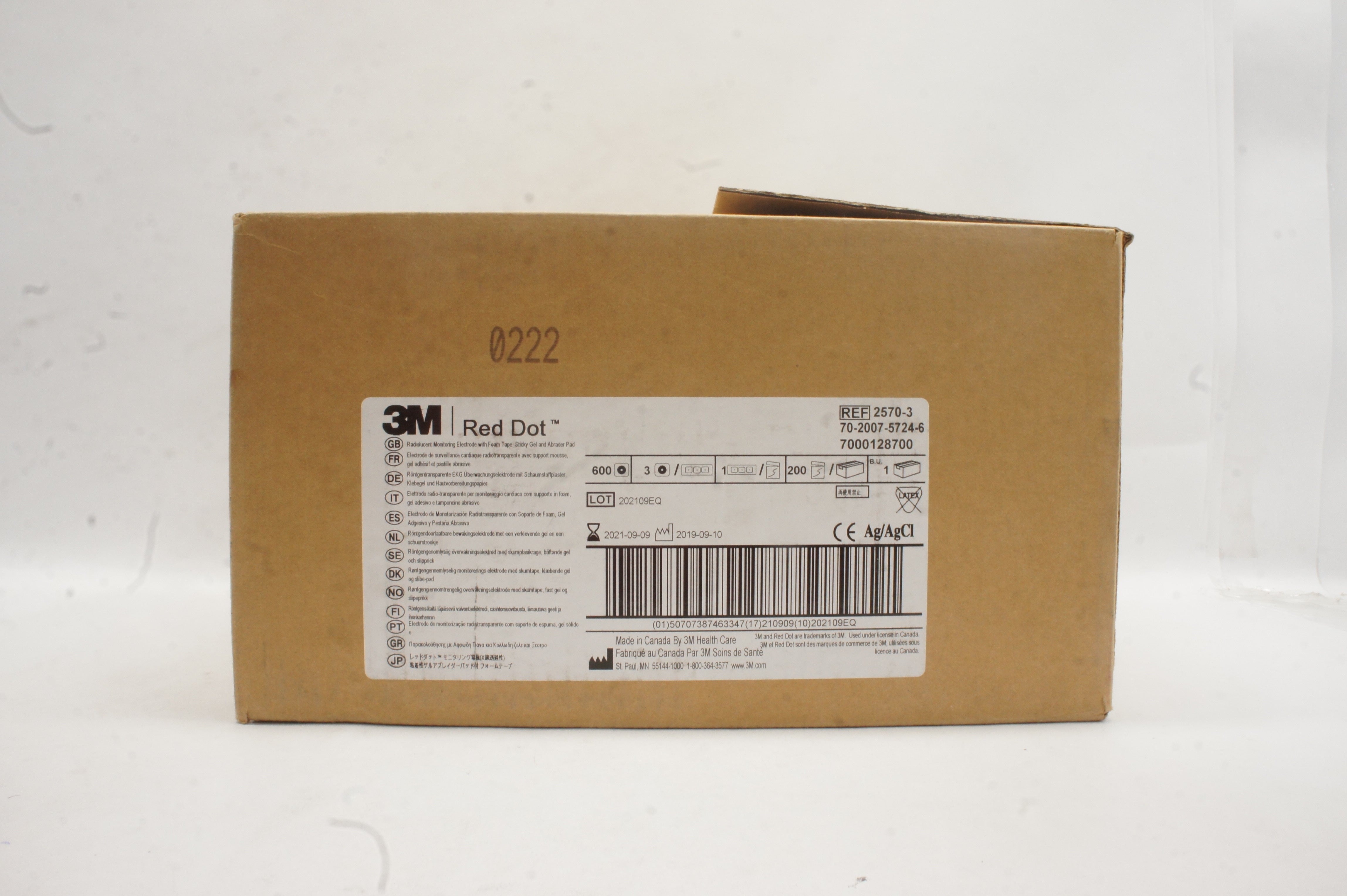 3M 2570-3 Foam Monitoring Electrode Radiolucent 1.6 inch x 1.36 inch - Case of 600