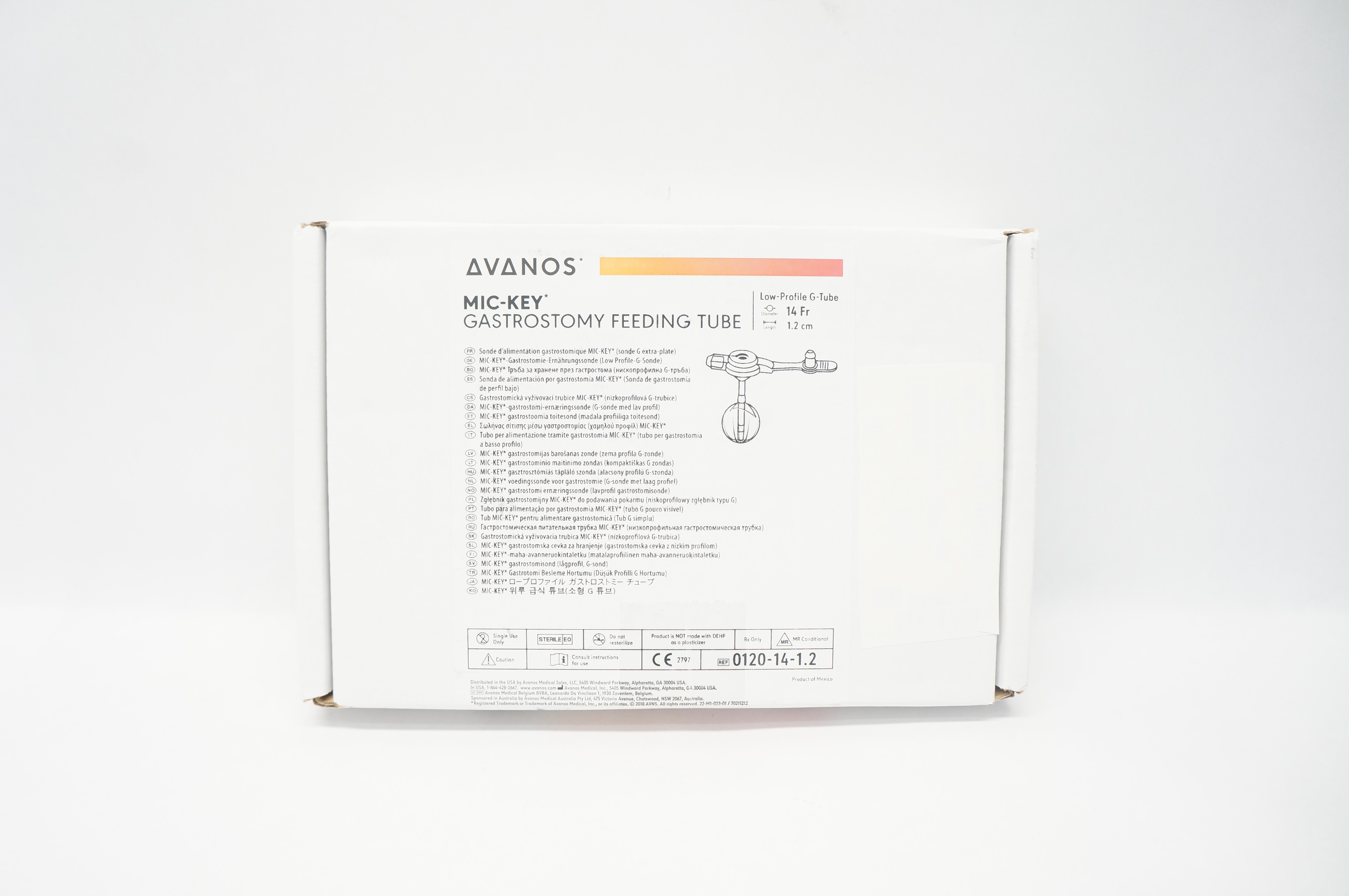 Avanos 0120-14-1.2 MIC-KEY Gastrostomy Feeding Tube 14Fr x 1.2cm (x)