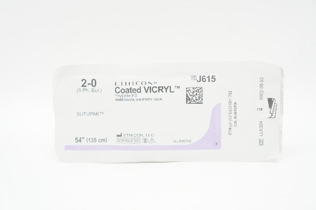 Ethicon J615, 2-0 Coated VICRYL, SUTUPAK, Violet Braided, 54inch