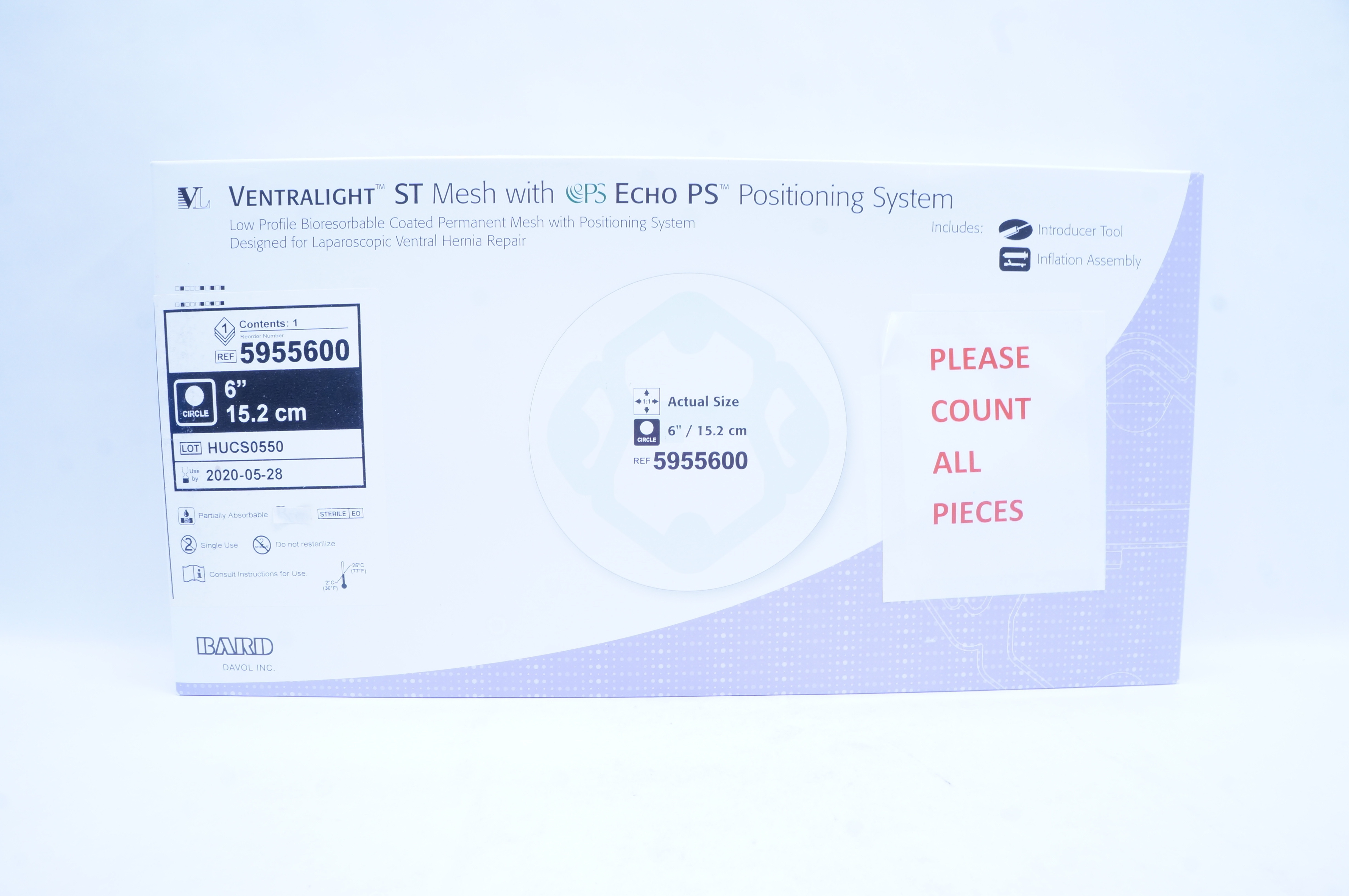 Bard 5955600 Mesh with Echo PS Positioning System, Circle 6inch x 15.2cm (x)