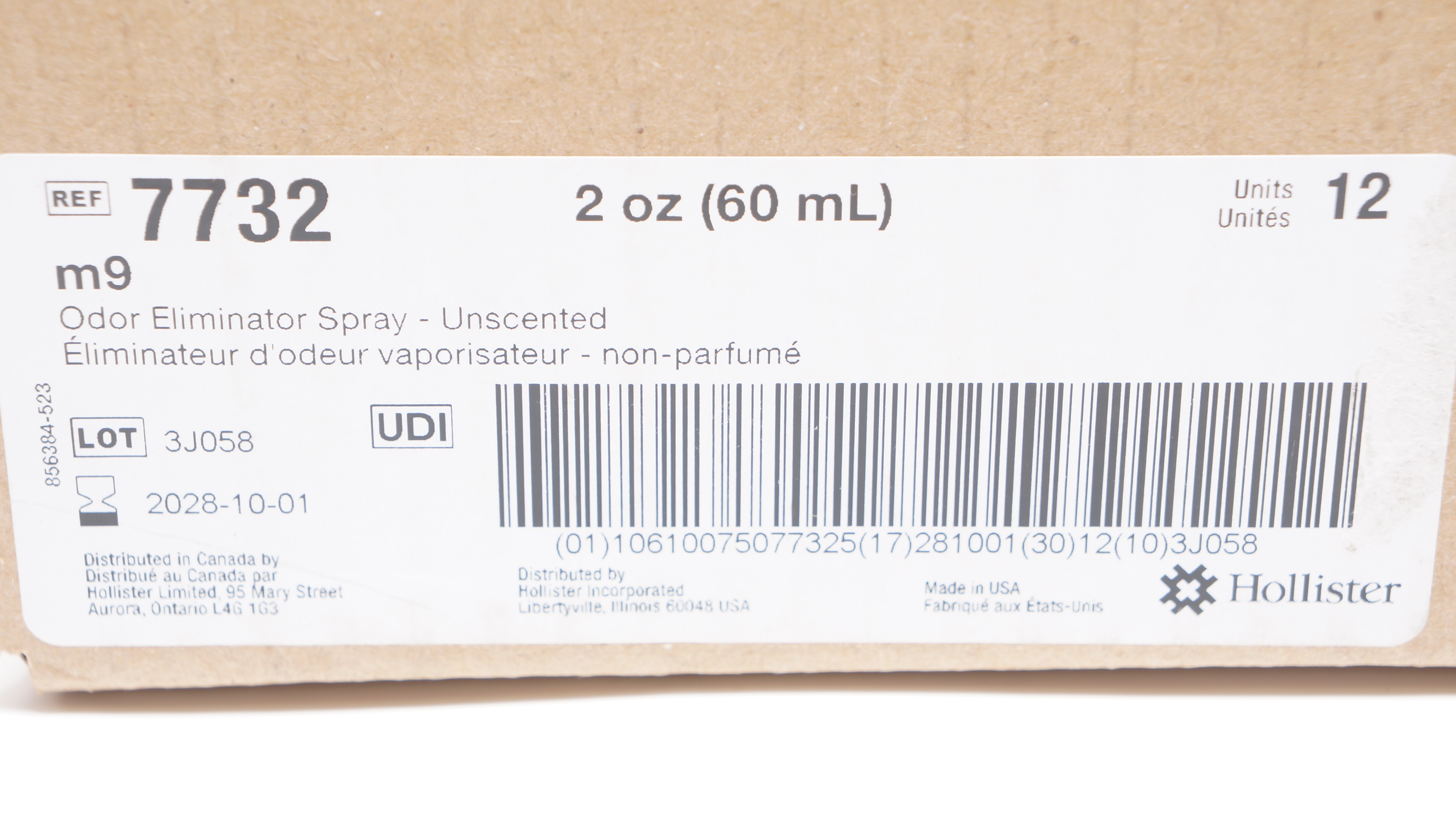 Hollister 7732 m9 Odor Eliminator Spray Unscented 2 oz. - Case of 12