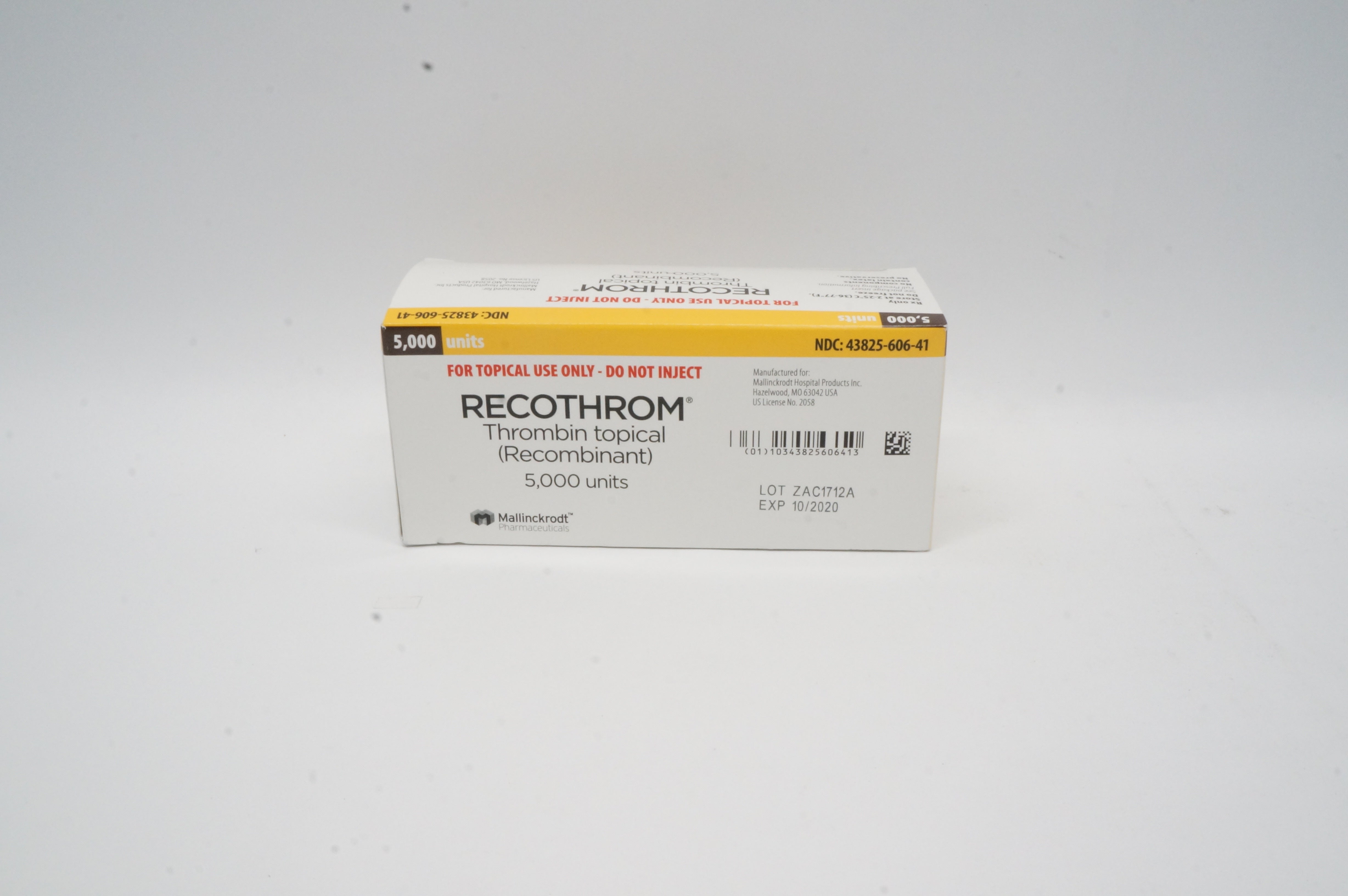 Mallinckrodt Recothrom Thrombin Topical - Box of 5,000