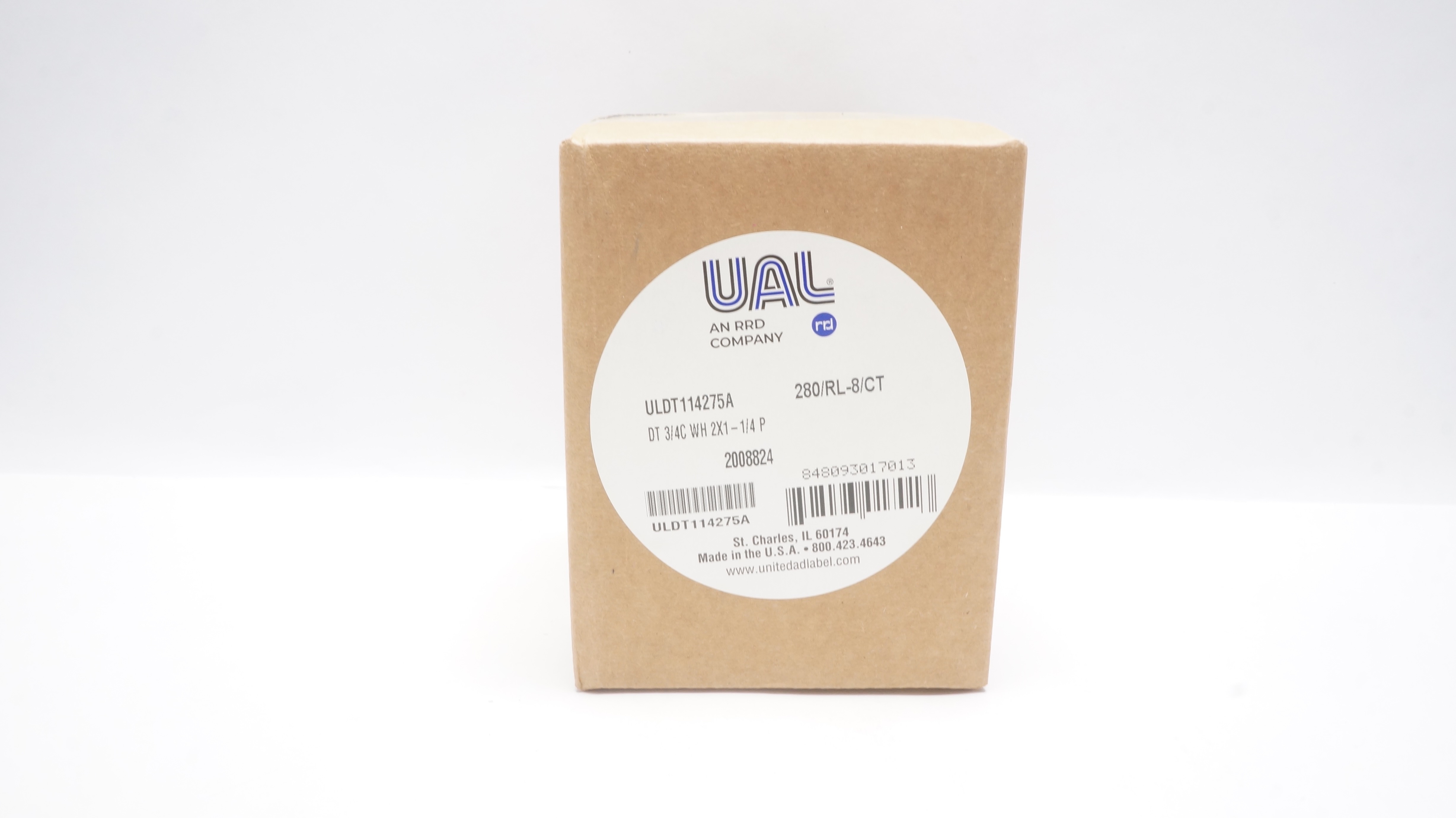UAL ULDT114275A Direct Thermal Printer Label, 3/4in Core, 2x 1-1/4in-Box of 2240