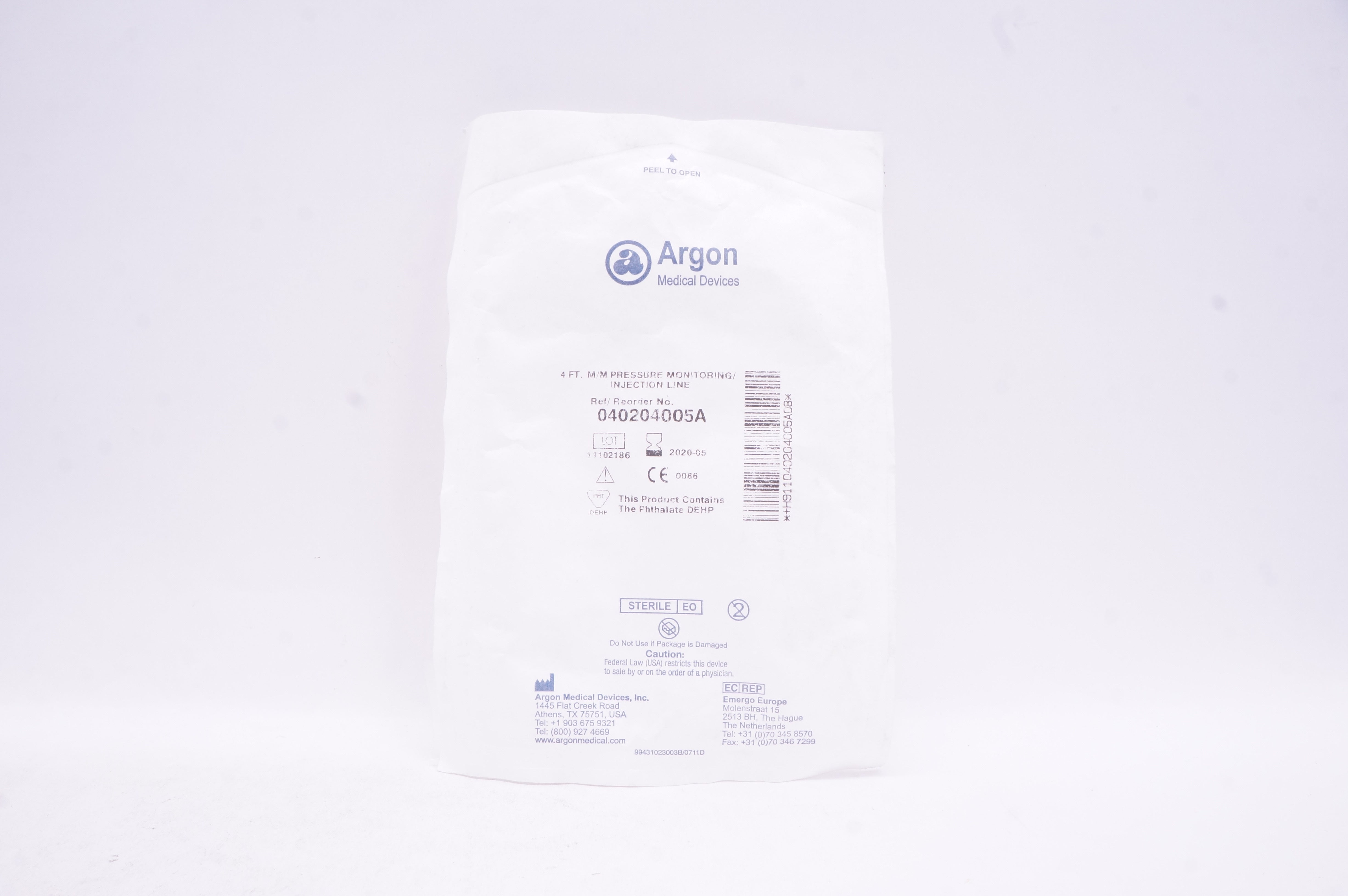 Argon 040204005A 4Ft M/M Pressure Monitoring Injection Line (x)