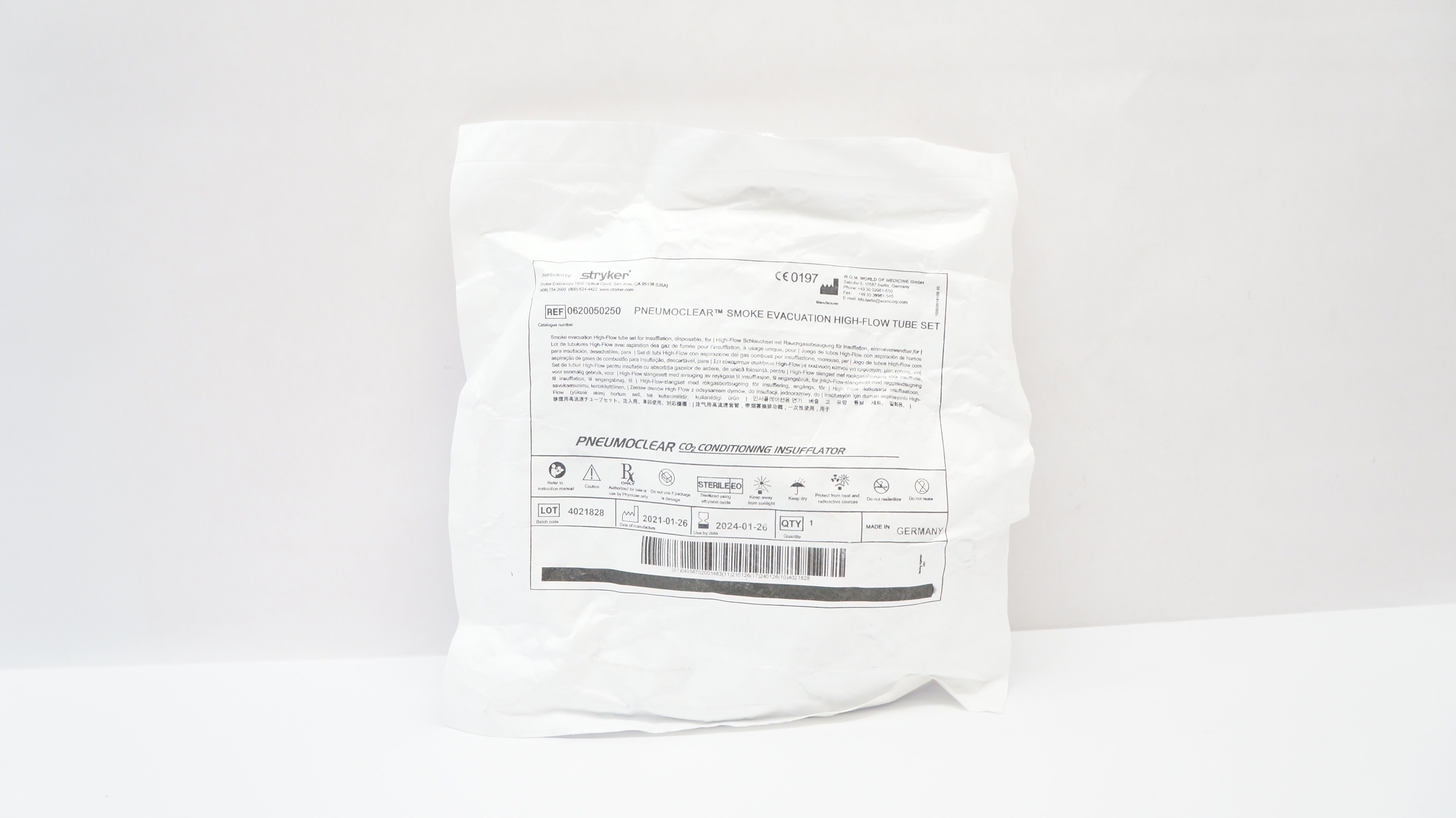 Stryker 0620050250 Pneumoclear Smoke Evacuation High-Flow Tube Set