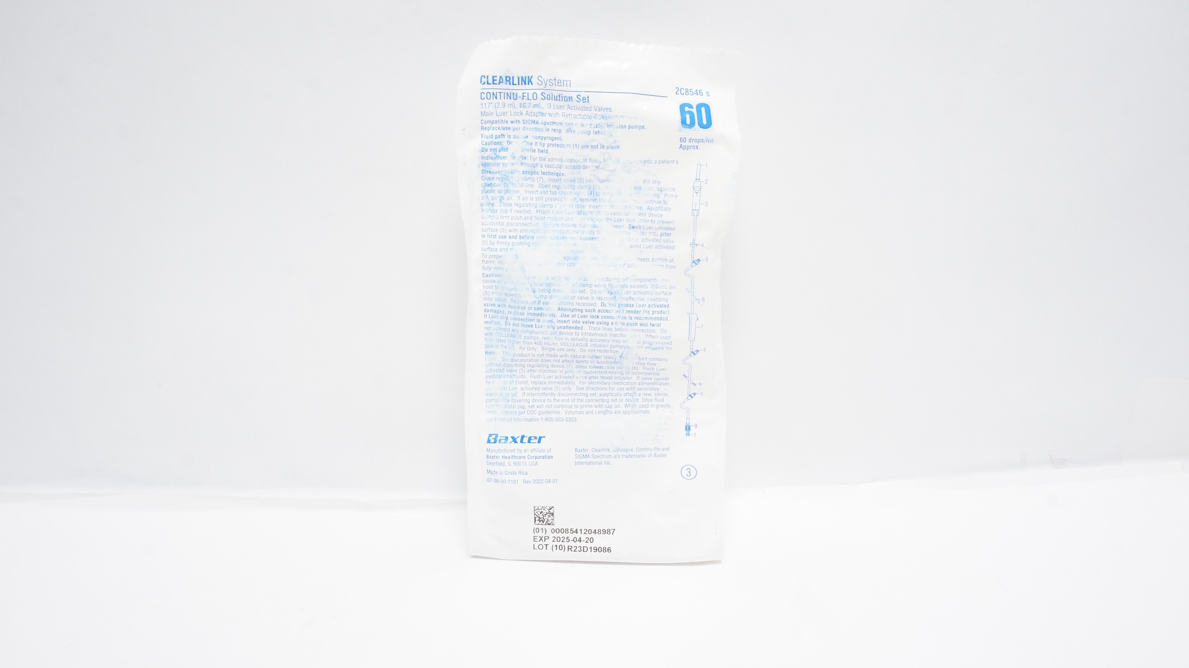 Baxter 2C8546S Clearlink System Continu-Flo Solution Set 117inch 60 drops/mL (x)
