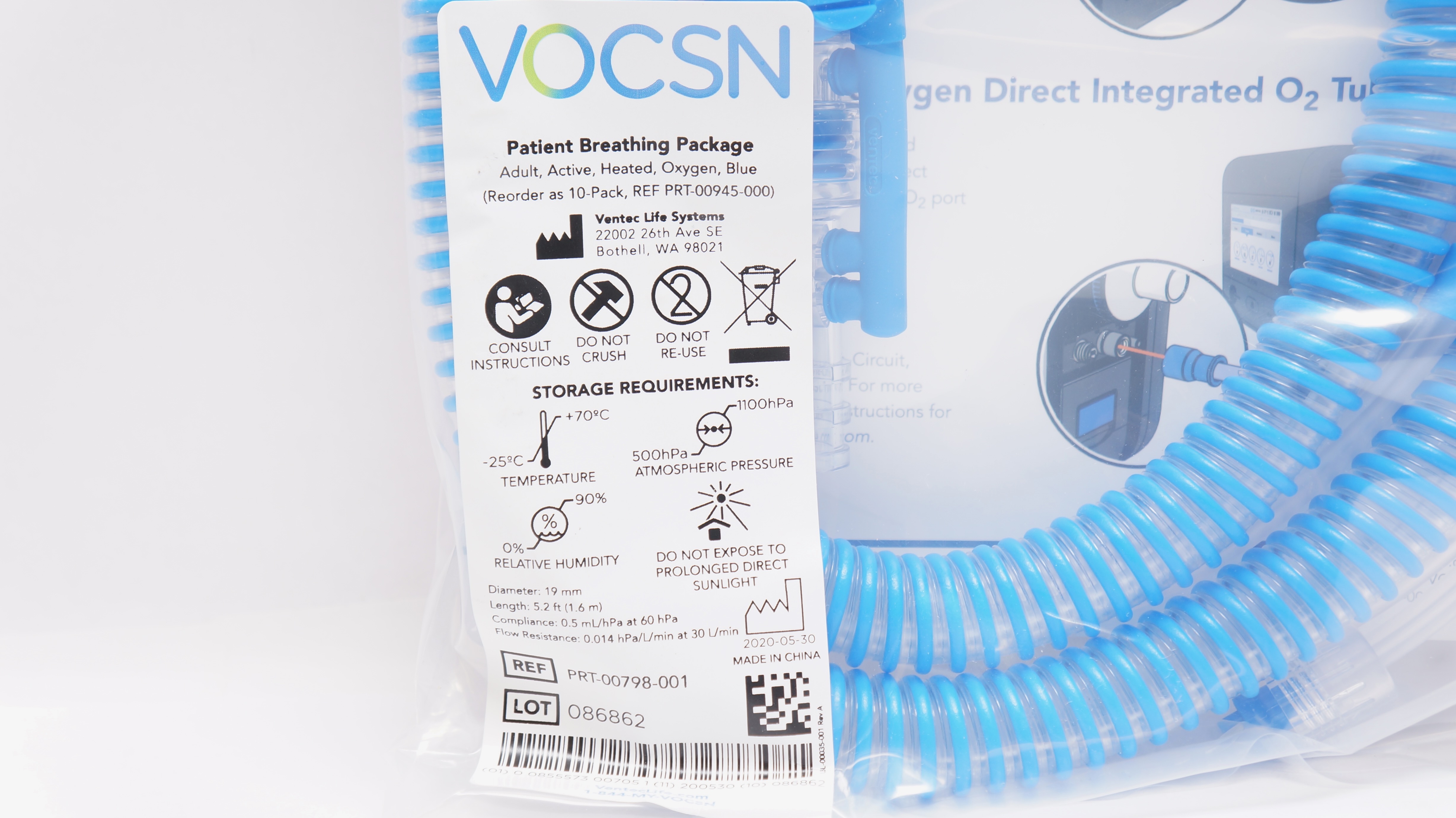Ventec Life Systems PRT-00798-001 VOCSN patient Breathing Package, Adult