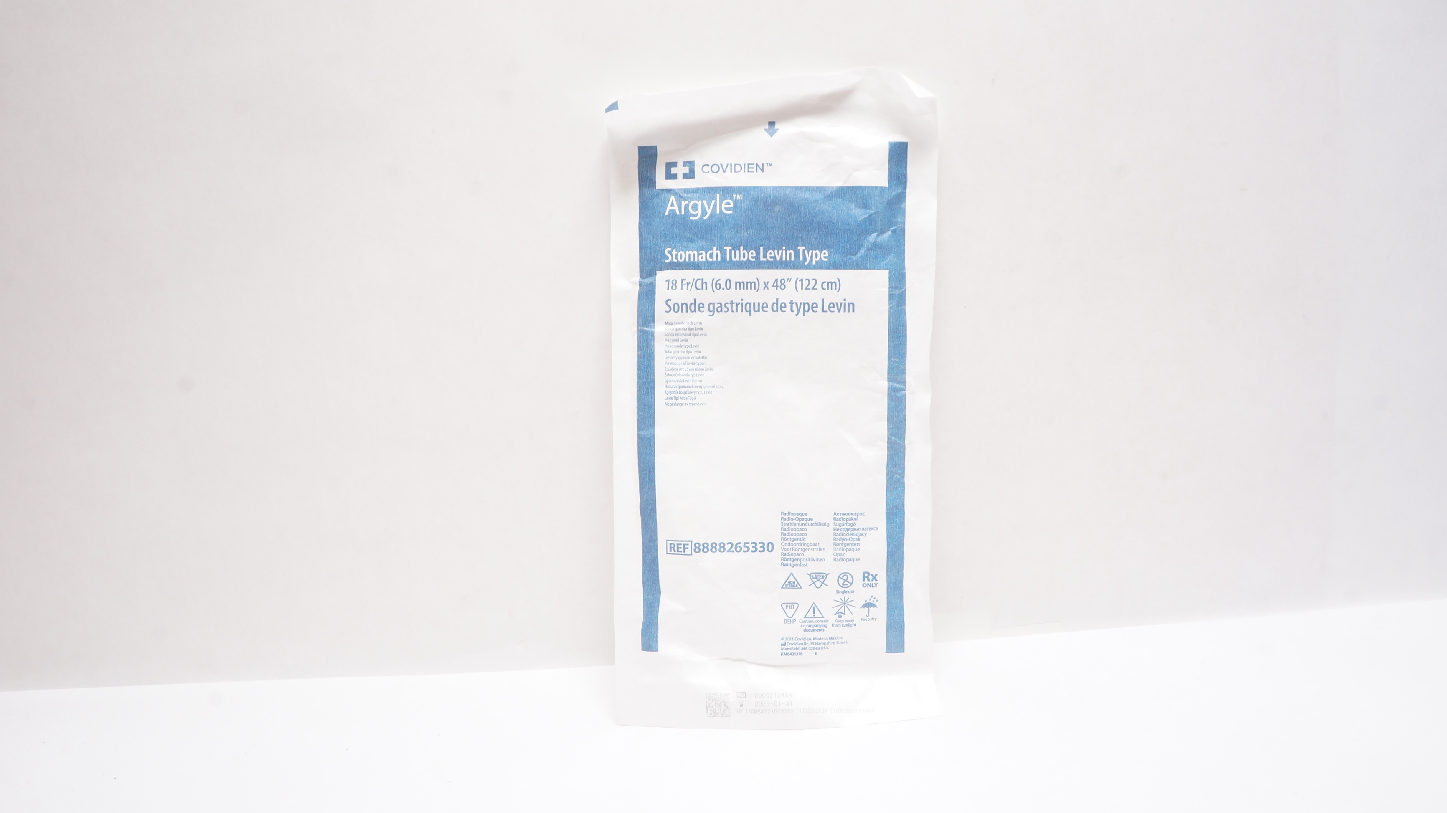 Covidien 8888265330 Argyle Stomach Tube Levin Type 18Fr/Ch x 48 inch