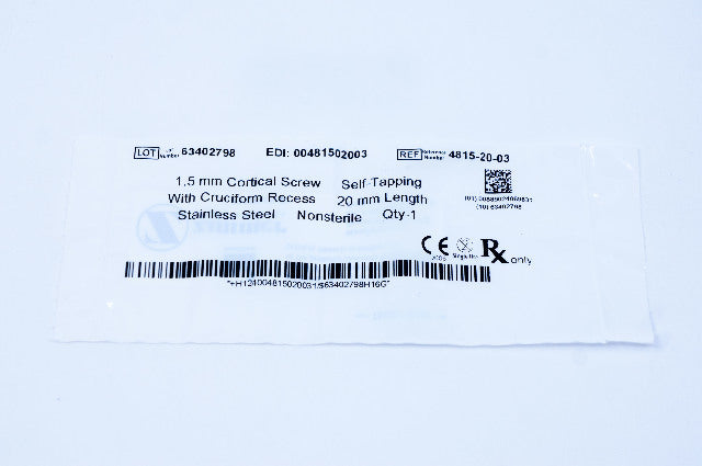 Zimmer 4815-20-03 1.5mm Cortical Screw, Self-Tapping, 20mm Length