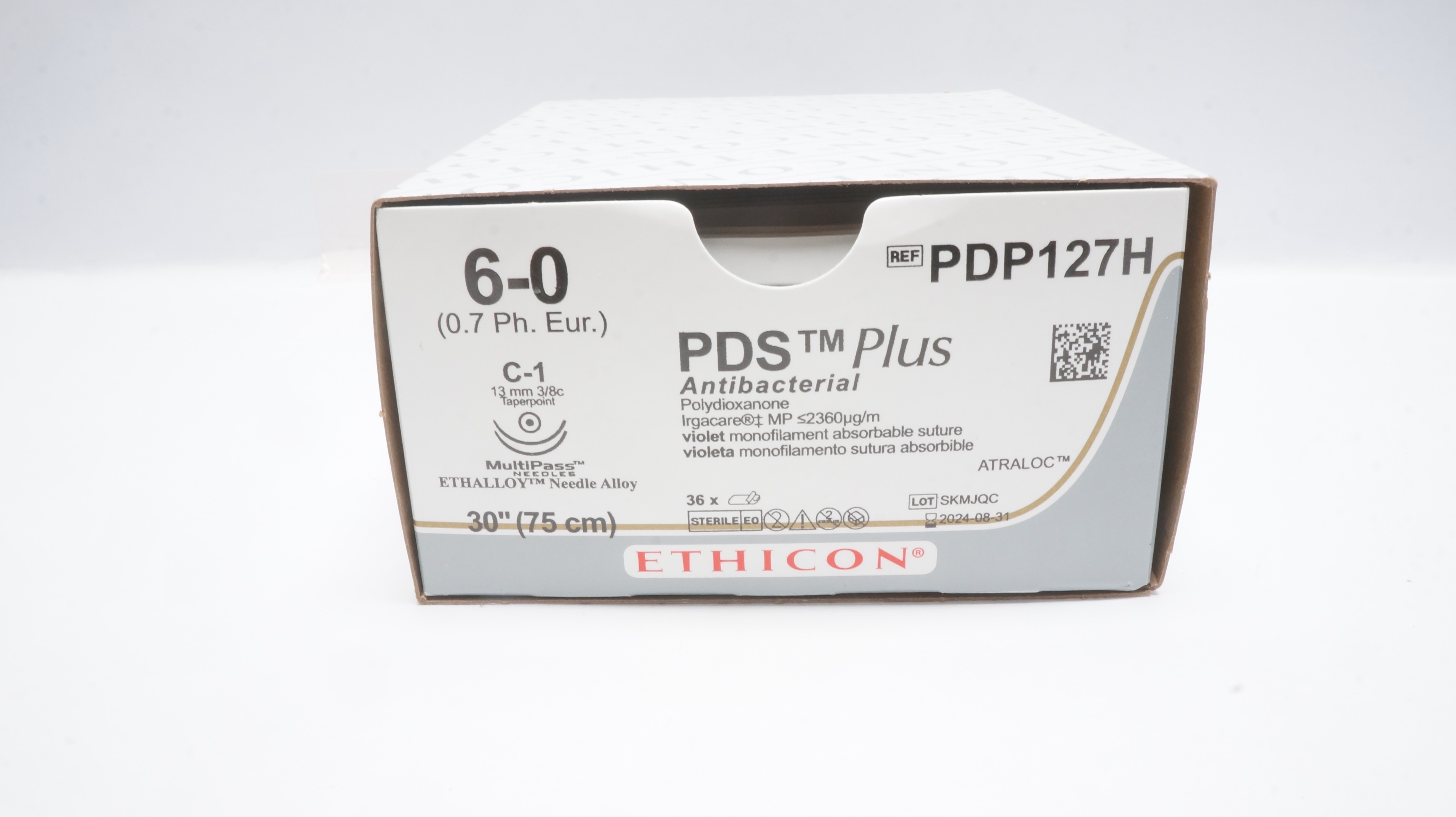 Ethicon PDP127H 6-0 PDS Plus Stre C-1 13mm 3/8c Taperpoint 30inch (x)- Box of 36