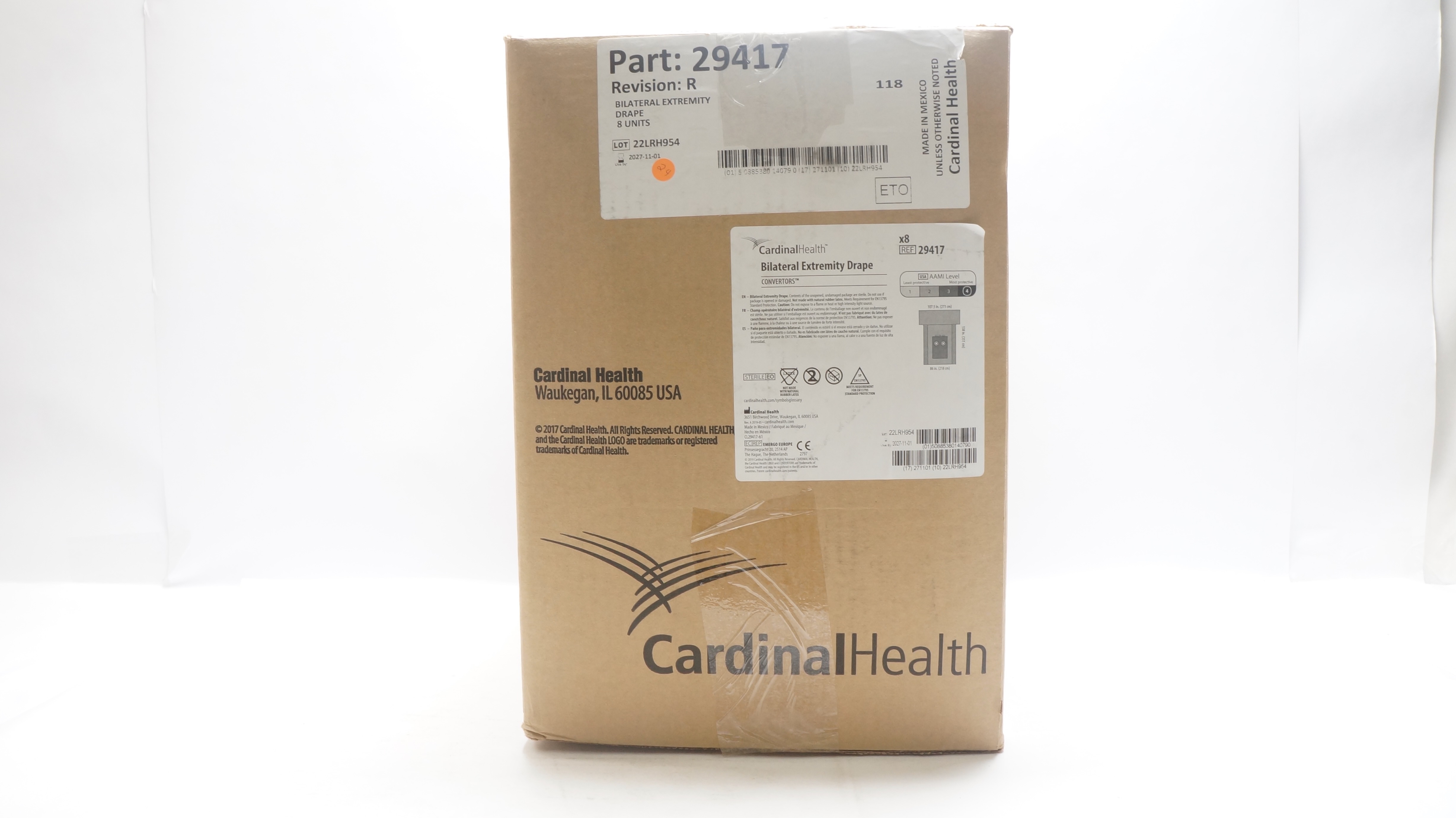Cardinal Health 29417 Convertors Bilateral Extremity Drape 107.5 x 138in-Box of 8