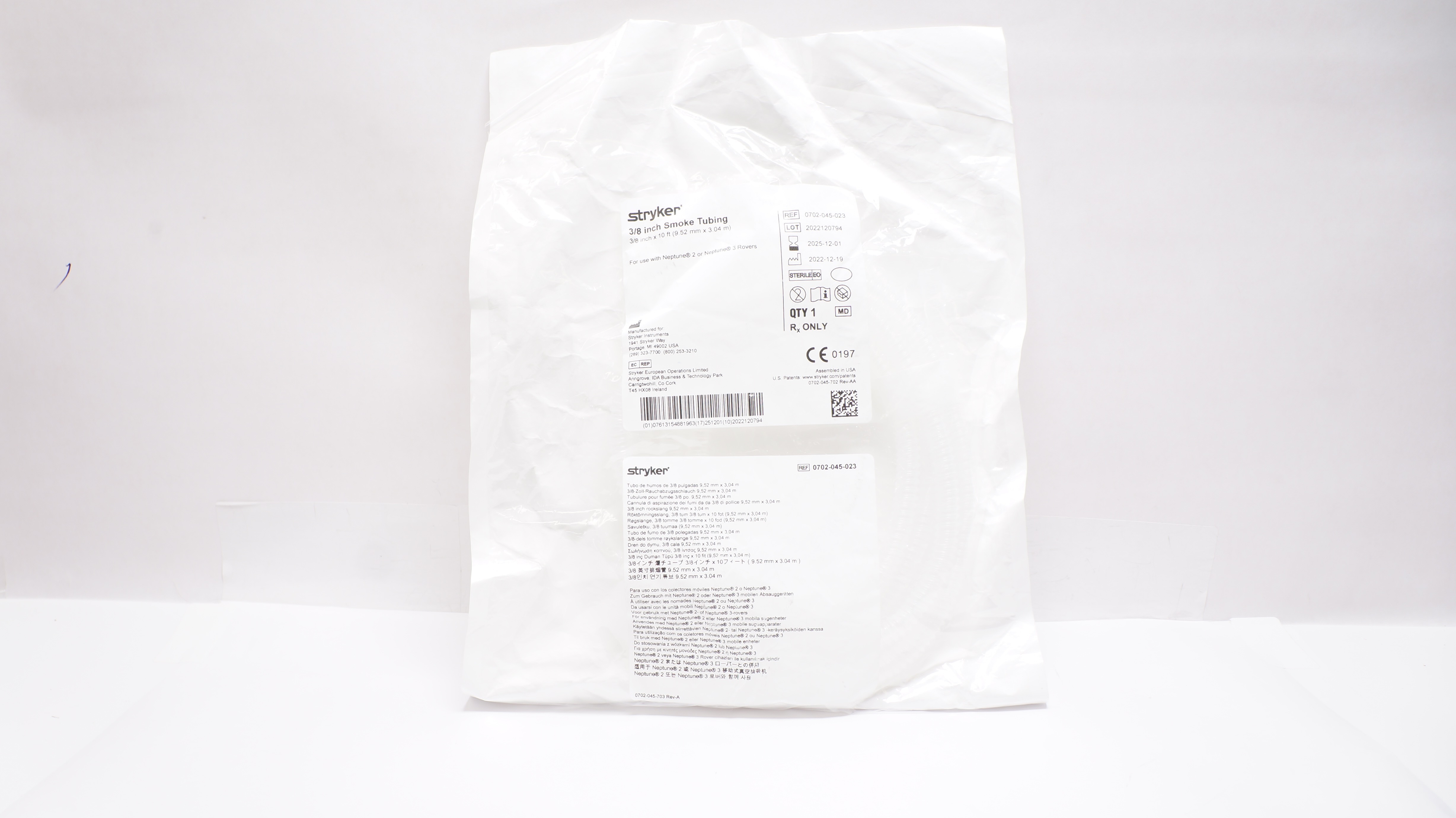 Stryker 0702-045-023 Smoke Tubing 3/8 inch x 10ft