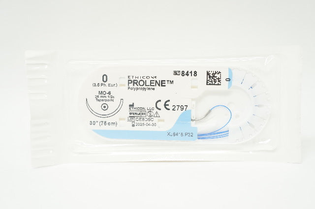 Ethicon 8418 0 PROLENE, MO-6, 26mm 1/2c Taper, 30inch