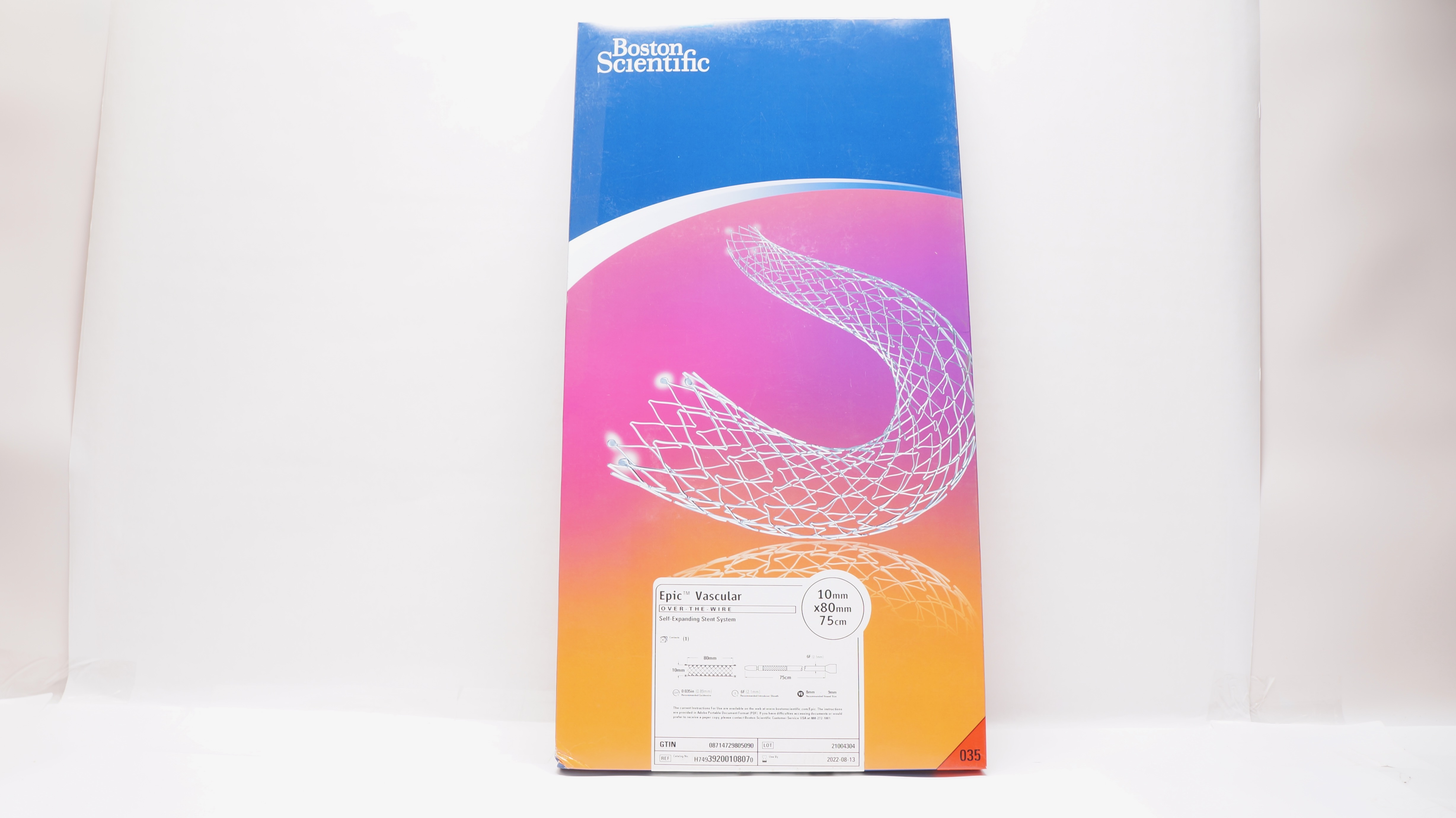 Boston Scientific H74939200108070 Epic Stnt System 10mm x 80mm x 75cm (x)