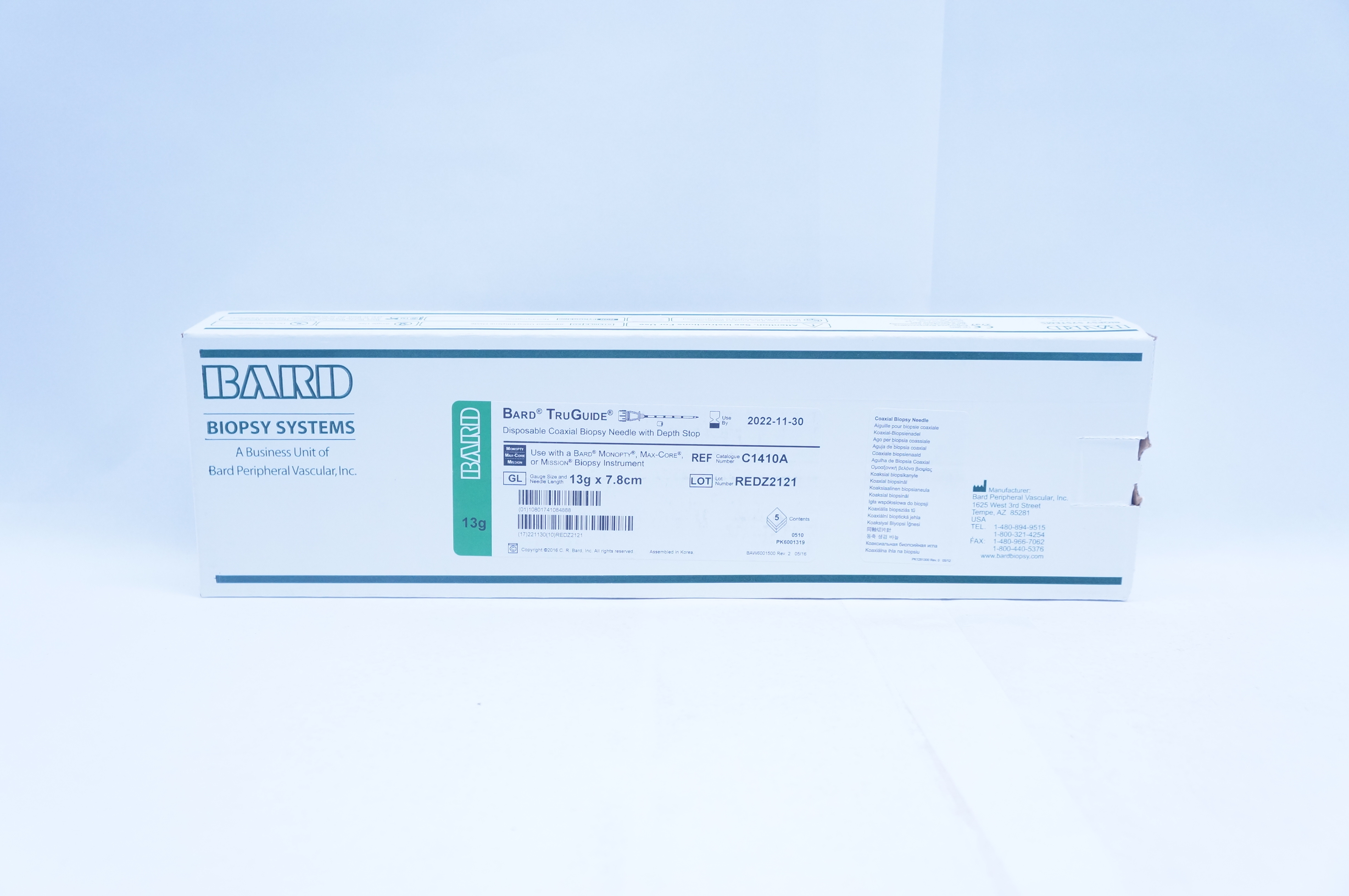 Bard C1410A TruGuide Disposable Coaxial Biopsy Ndle 13g x 7.8cm - Box of 5