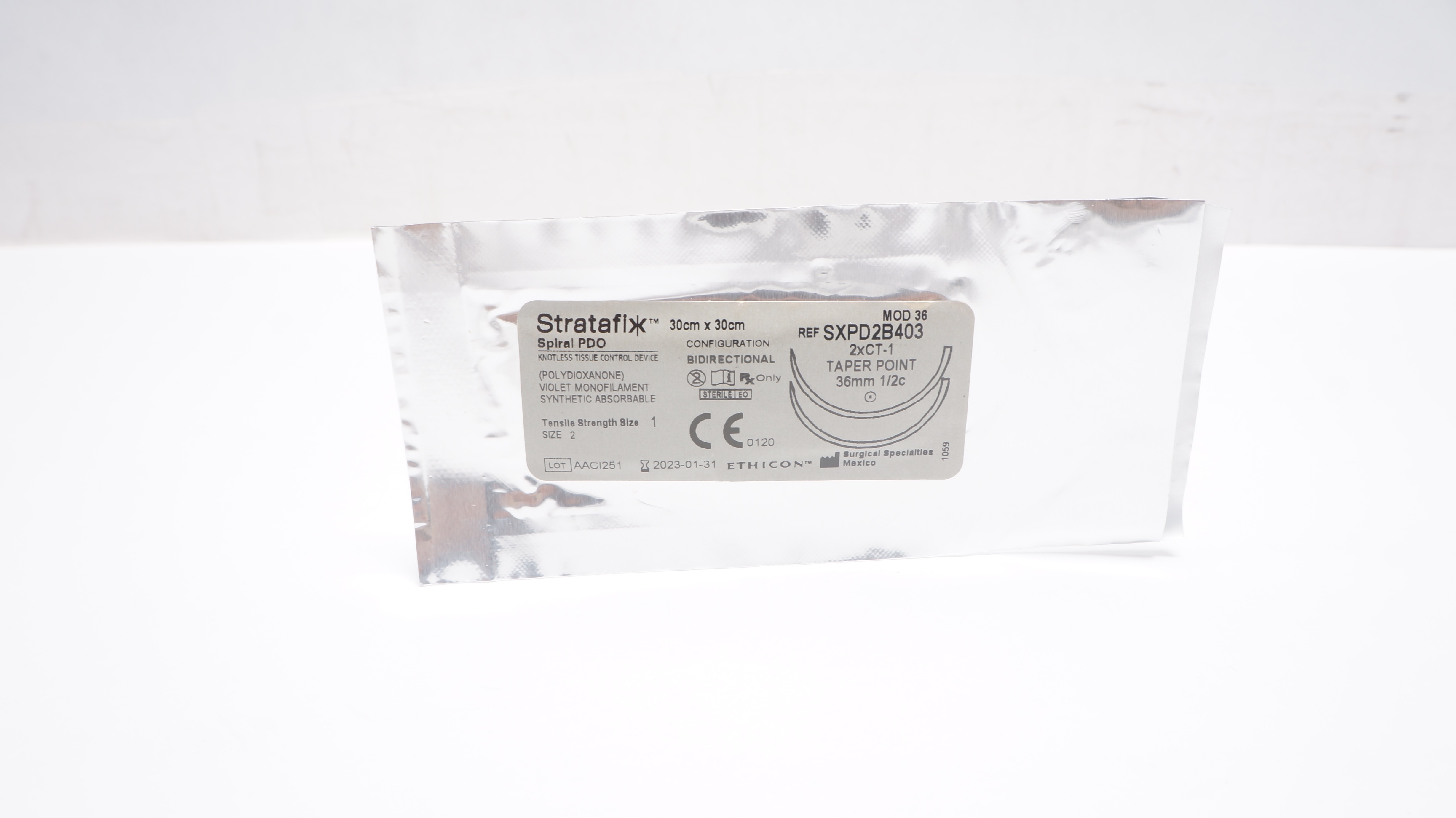 Ethicon SXPD2B403 Stratafix Stre 2xCT-1 Taper Point 36mm 1/2c 30 x 30cm(x)