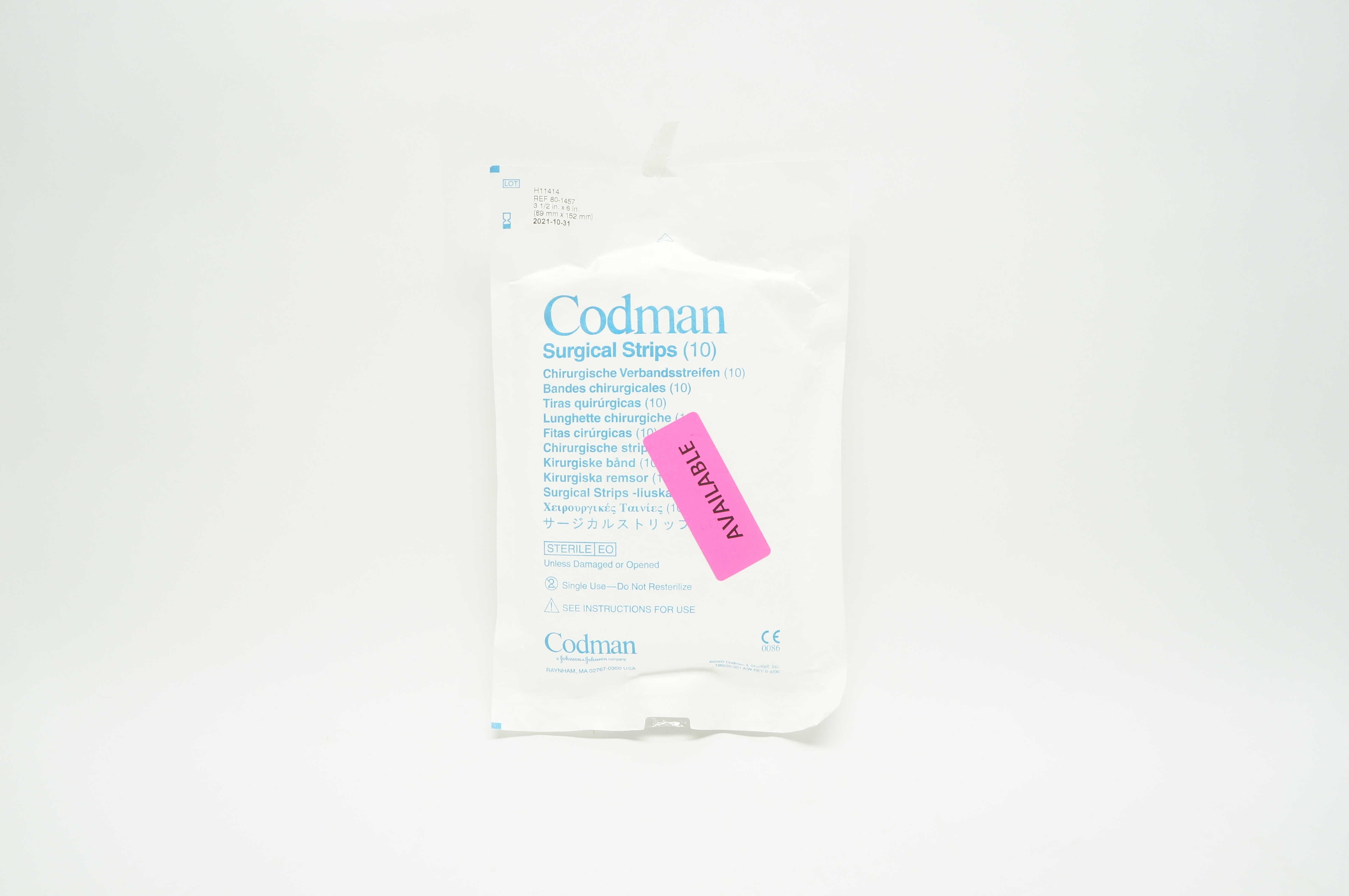 Codman 80-1457 Surgical Strips 3-1/2inch x 6inch - Pack of 10